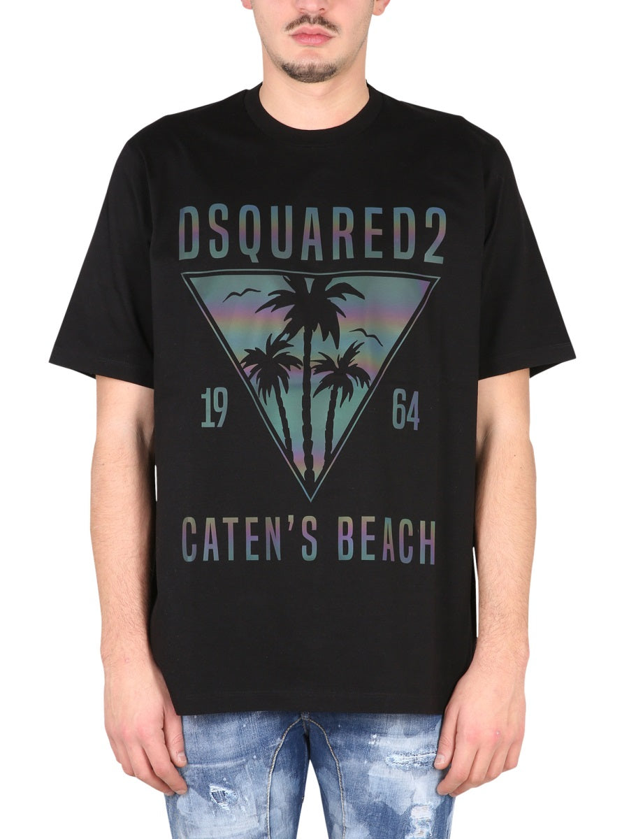 DSQUARED2 Crawling Logo Print Beach T-Shirt - SS23