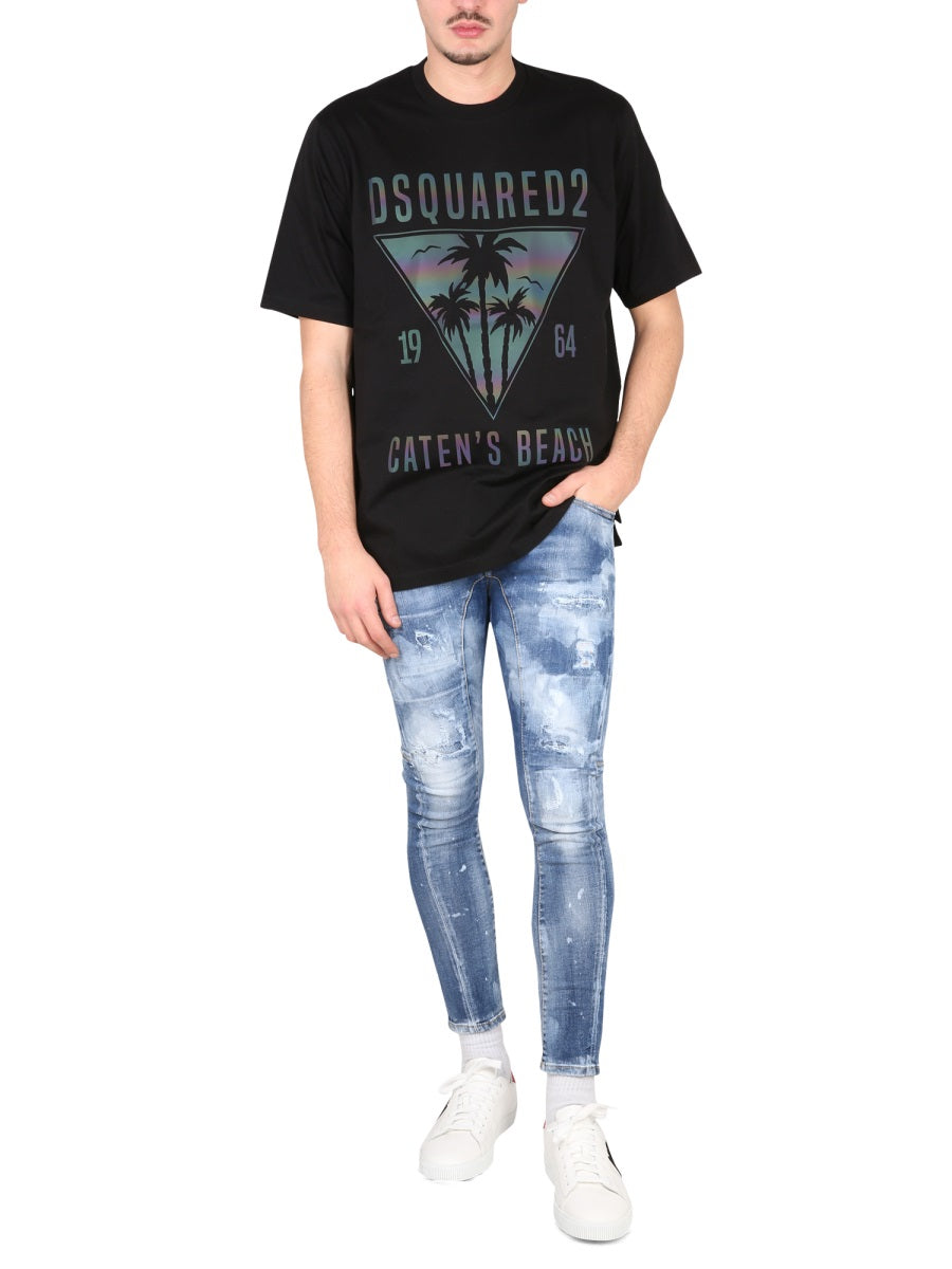 DSQUARED2 Crawling Logo Print Beach T-Shirt - SS23
