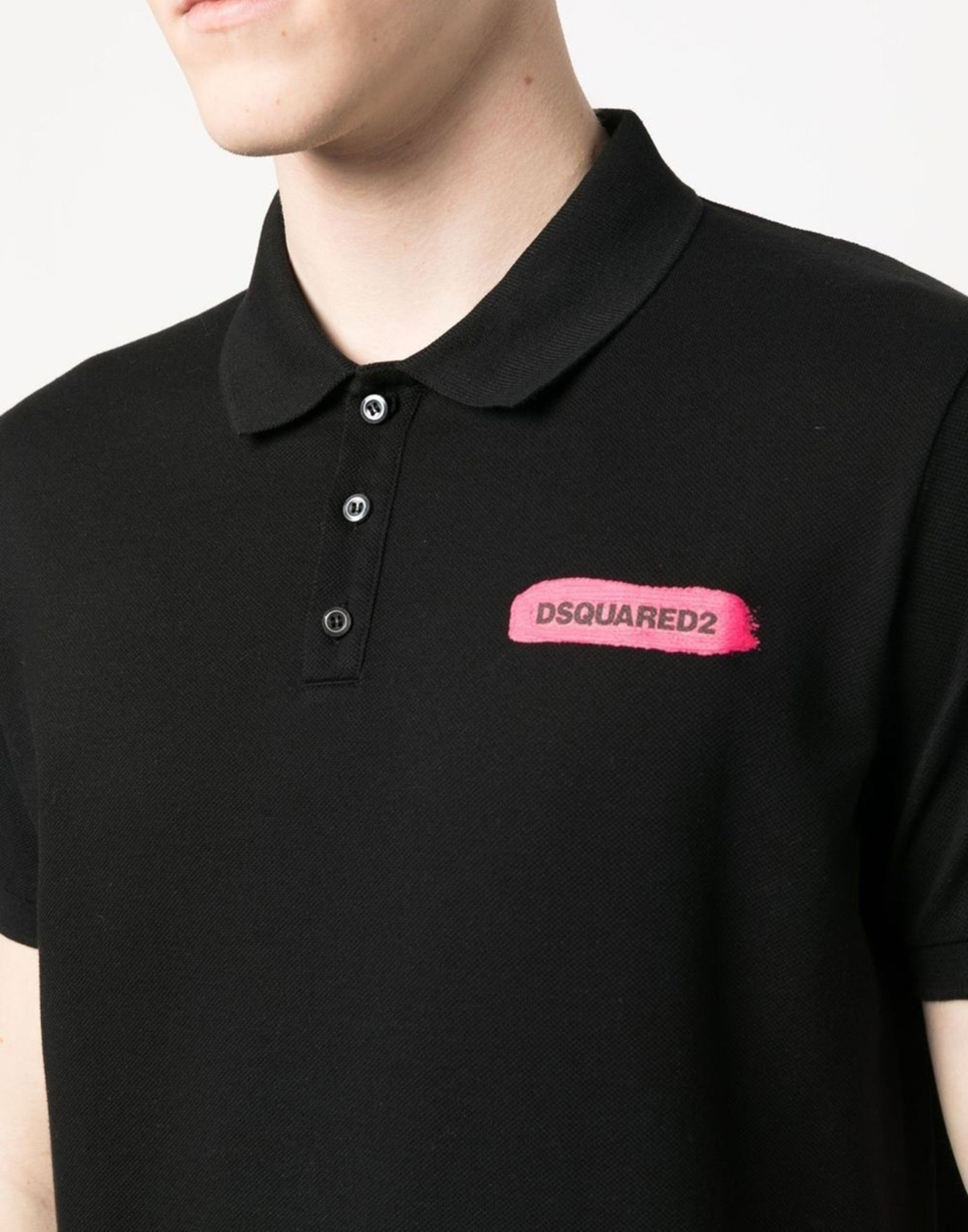 DSQUARED2 Men's Short Sleeve Tennis Logo Printed Polo Shirt