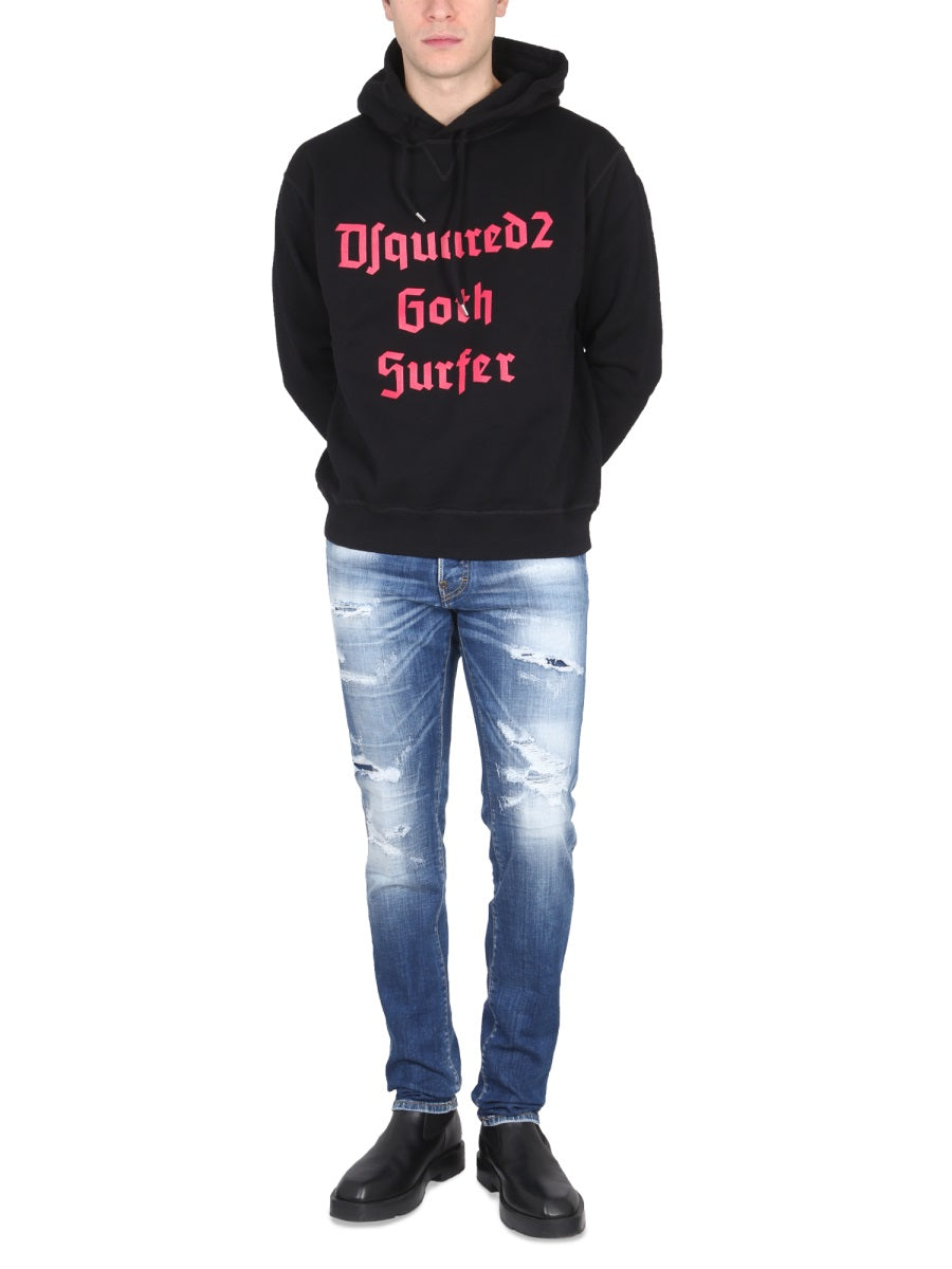DSQUARED2 Logo Print Hoodie with Drawstring