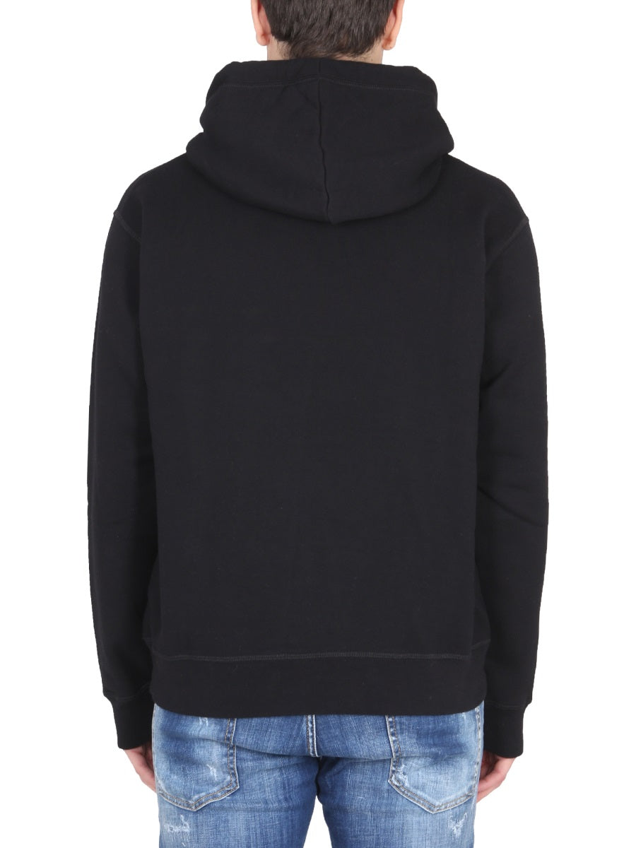 DSQUARED2 Logo Print Hoodie with Drawstring