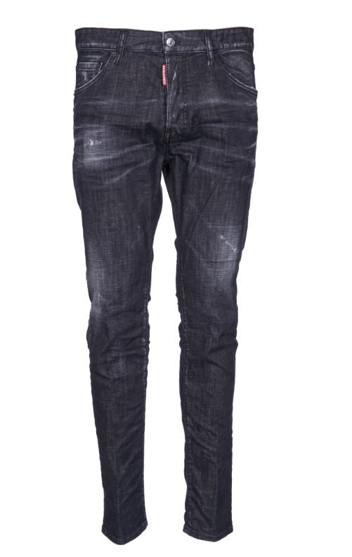 DSQUARED2 Comfortable Mini Logo Distressed Cotton Blend Trousers