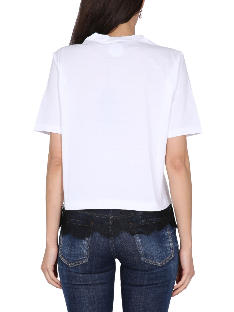 DSQUARED2 Cropped Logo Print T-Shirt for Women