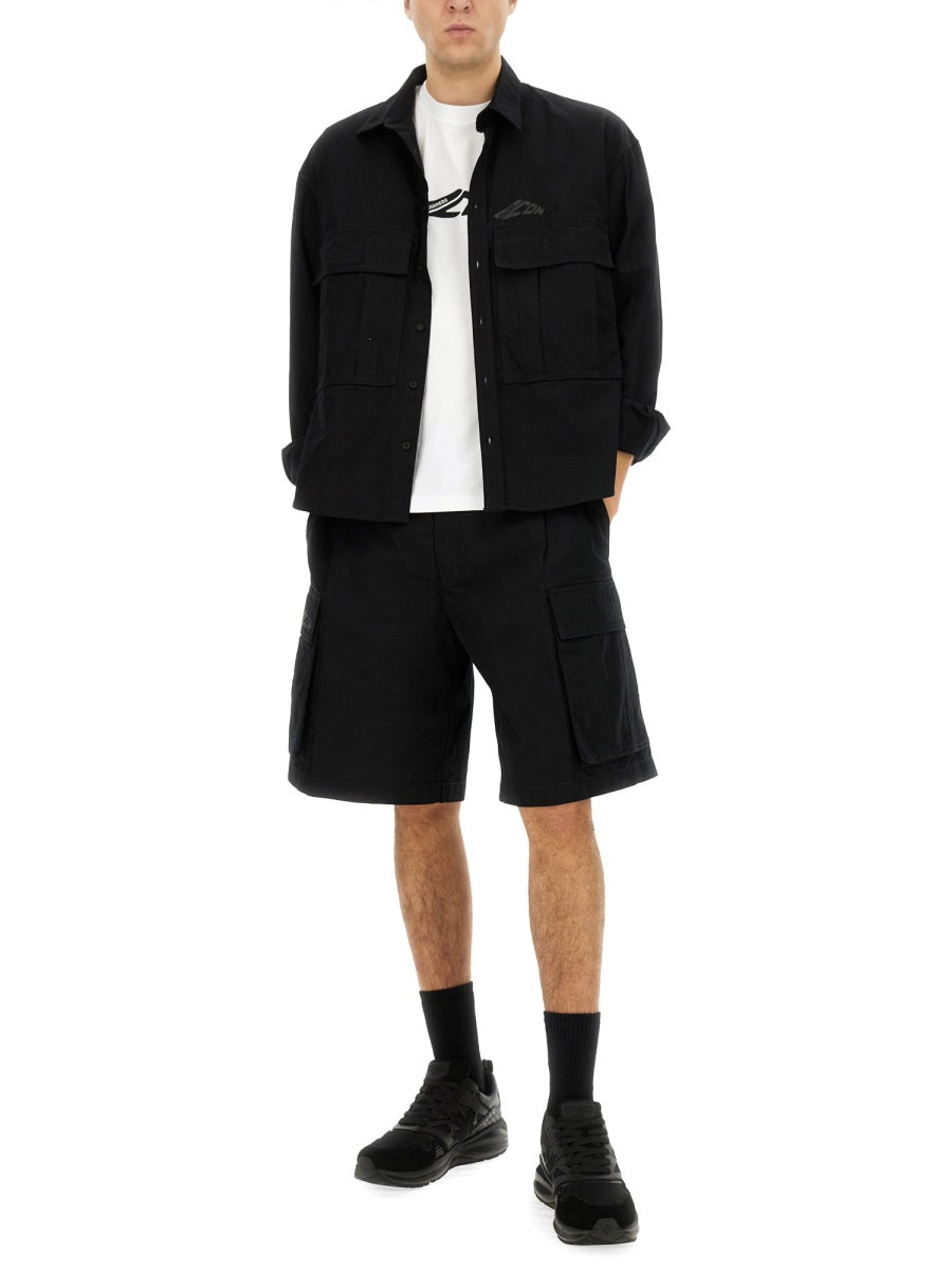 DSQUARED2 Cropped 100% Cotton Ripstop Shirt - Size 48