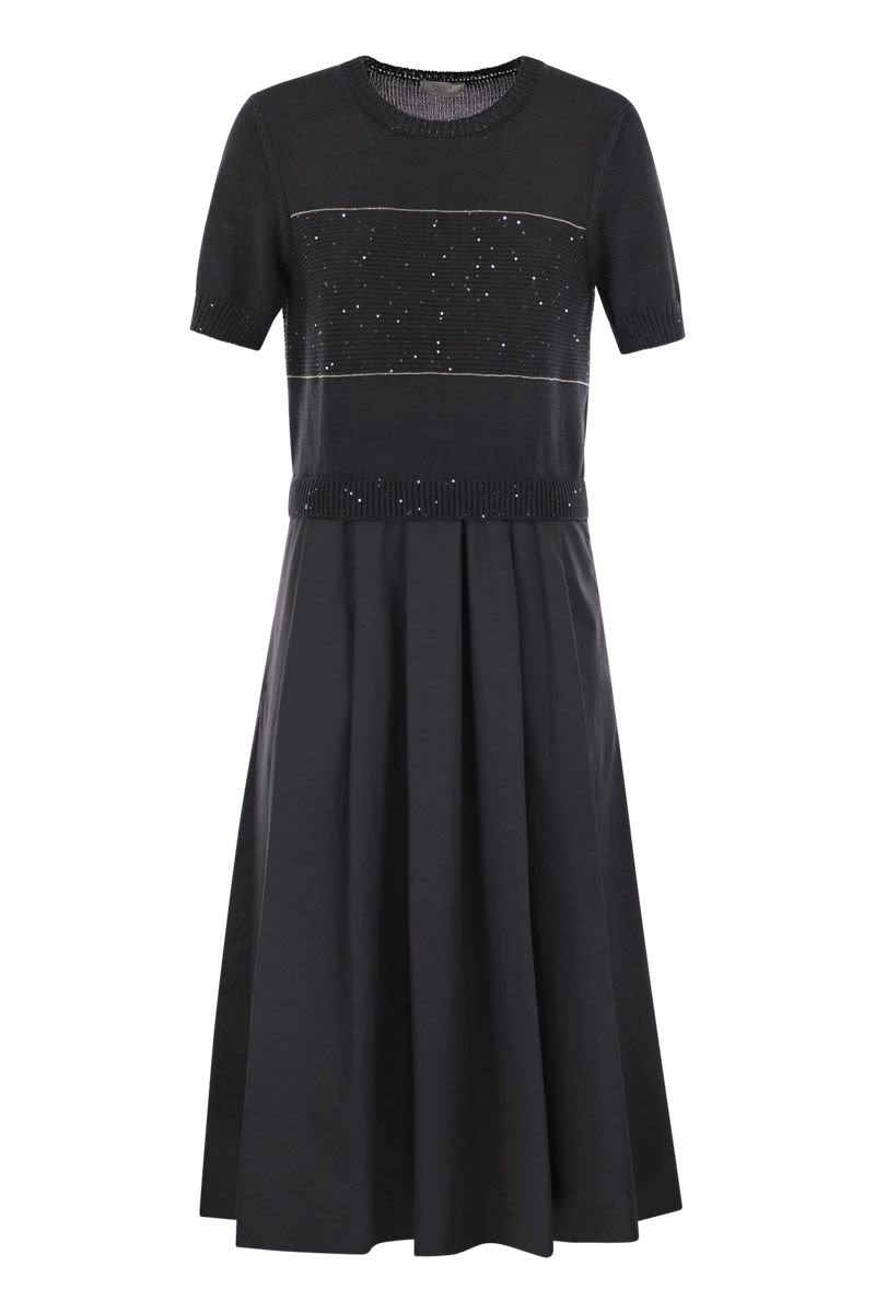PESERICO Two-Tone Midi Dress with Micro Sequins