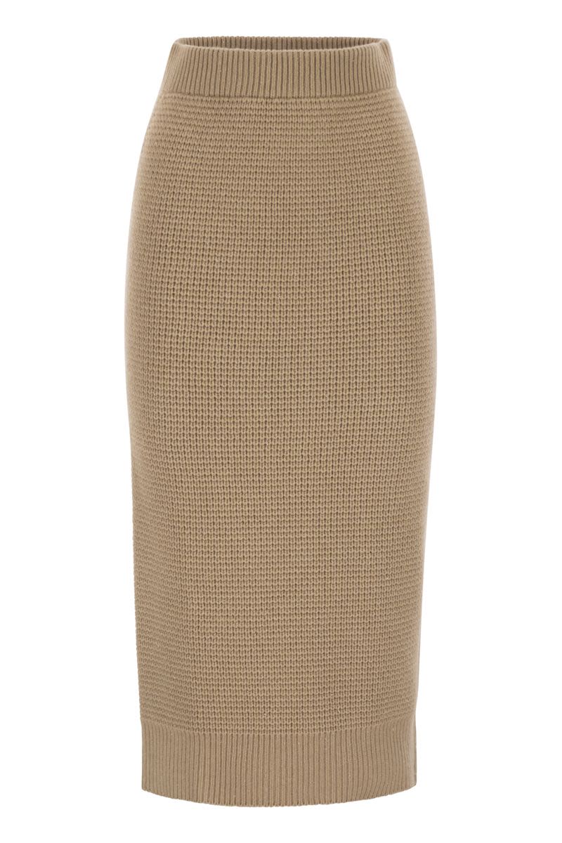 PESERICO Elegant Long Skirt in Virgin Wool, Silk, and Cashmere