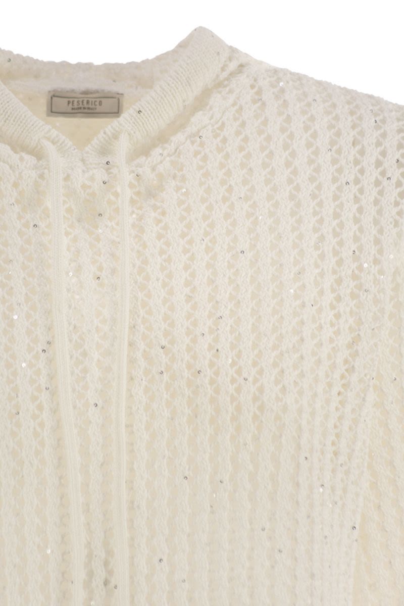 PESERICO Pure Cotton Cordonet Jumper with Sequins for Women