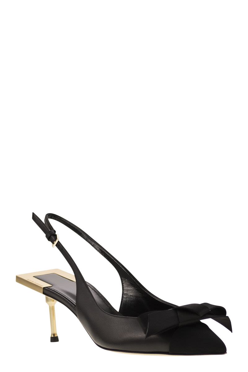 ELISABETTA FRANCHI Nappa Leather Slingback with Satin Bow - 50mm Heel