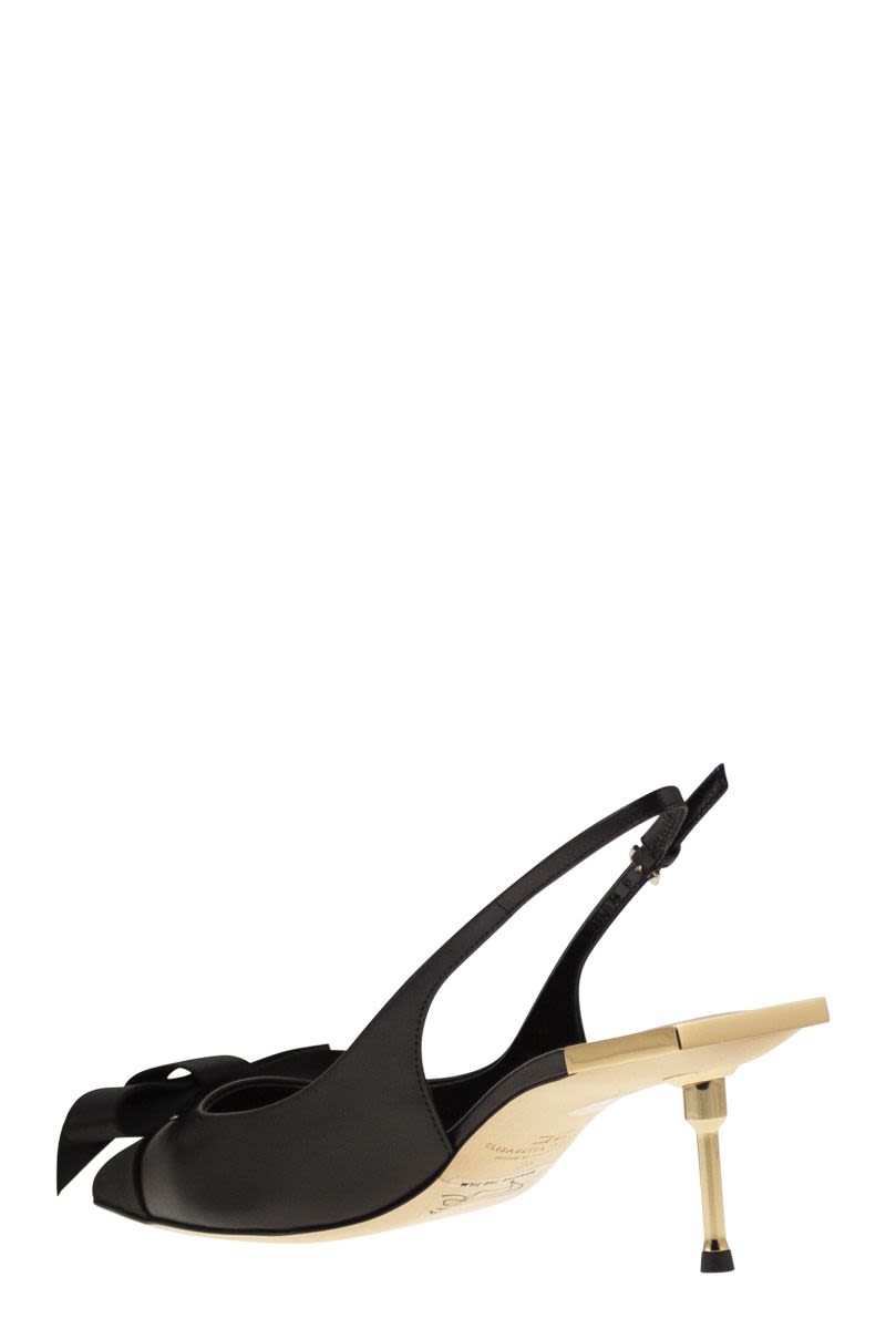 ELISABETTA FRANCHI Nappa Leather Slingback with Satin Bow - 50mm Heel