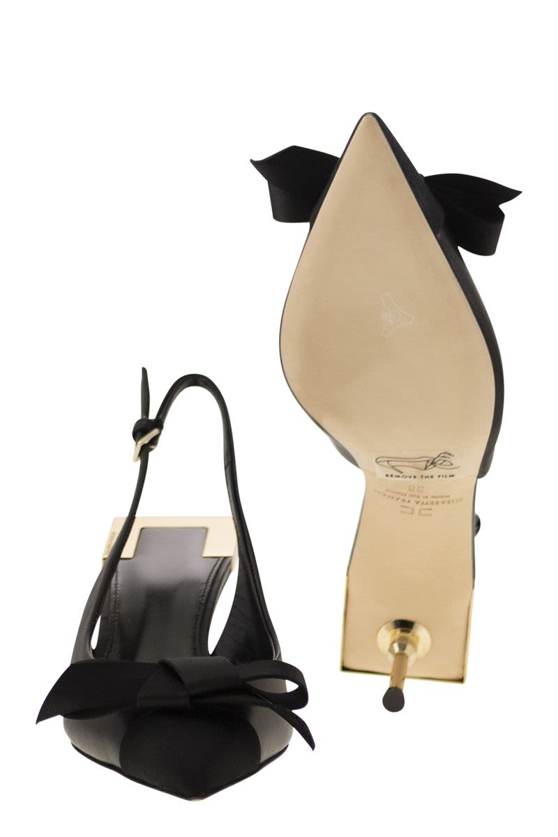 ELISABETTA FRANCHI Nappa Leather Slingback with Satin Bow - 50mm Heel