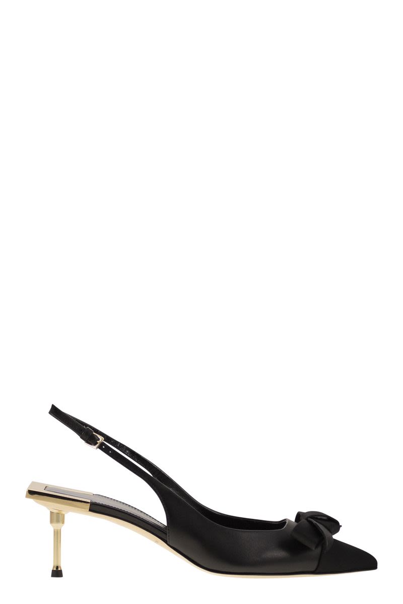 ELISABETTA FRANCHI Nappa Leather Slingback with Satin Bow - 50mm Heel