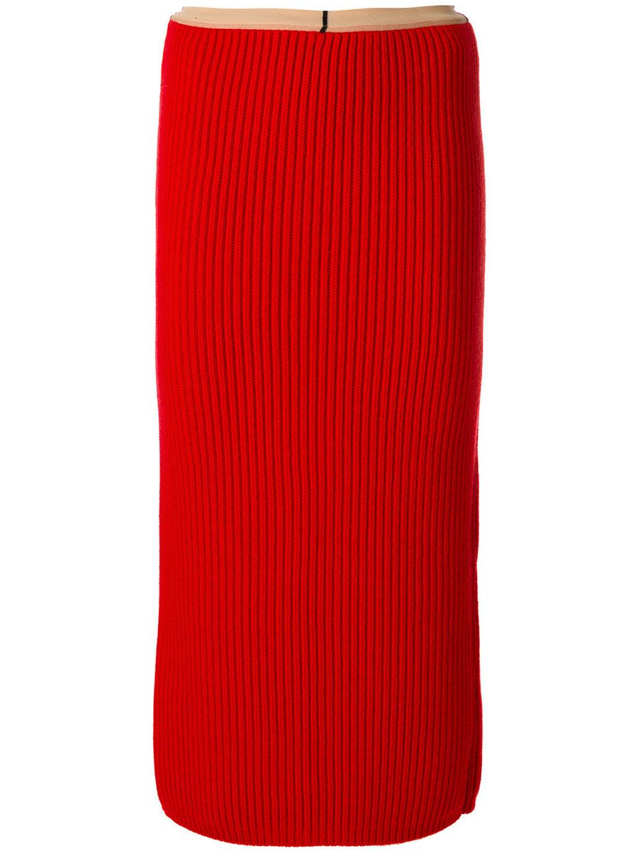 CALVIN KLEIN 205W39NYC Rib-Knit Midi Skirt with Back Slit