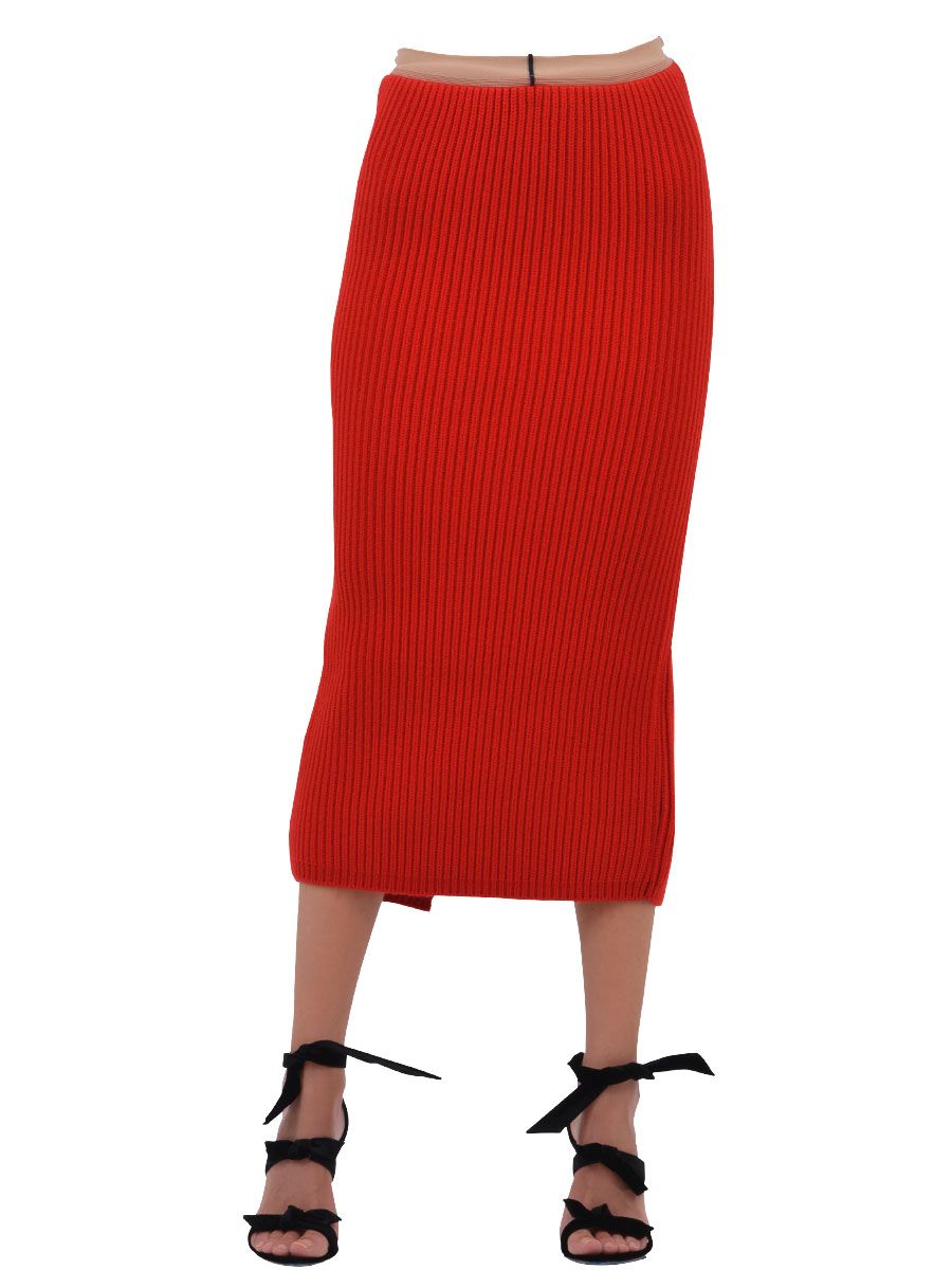 CALVIN KLEIN 205W39NYC Rib-Knit Midi Skirt with Back Slit