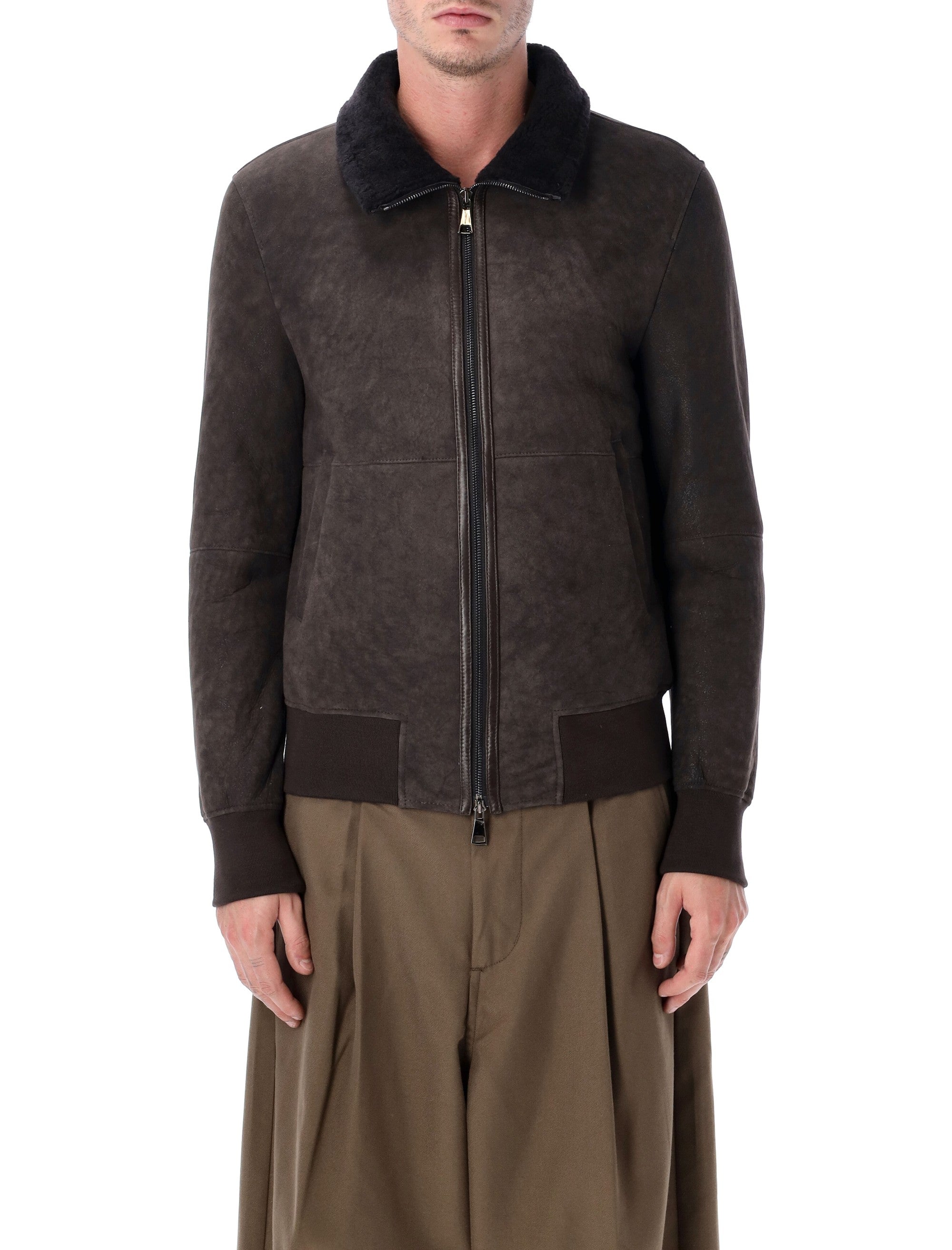 SWORD Men's 6.6.44 Shearling Jacket with Fur Collar