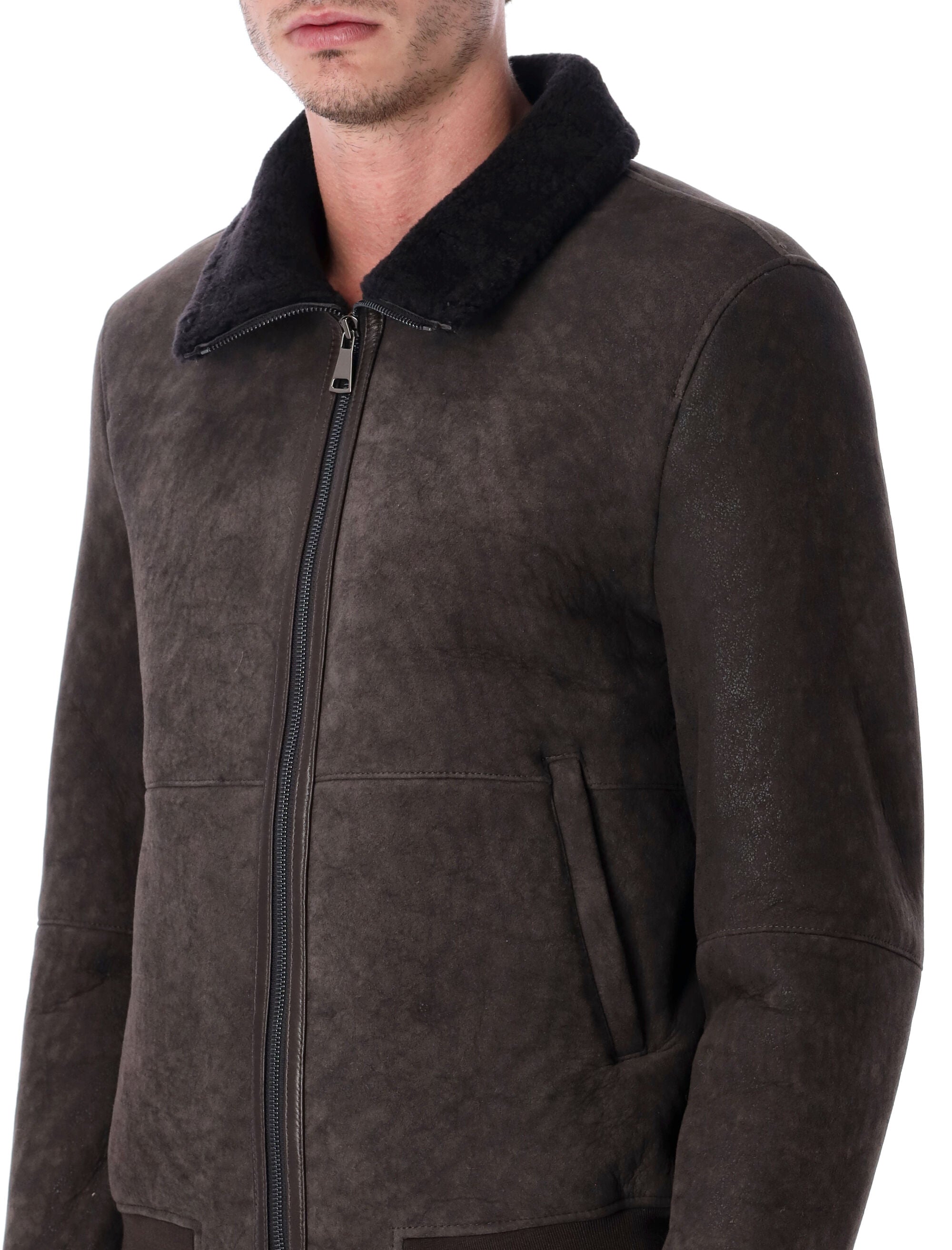 SWORD Men's 6.6.44 Shearling Jacket with Fur Collar