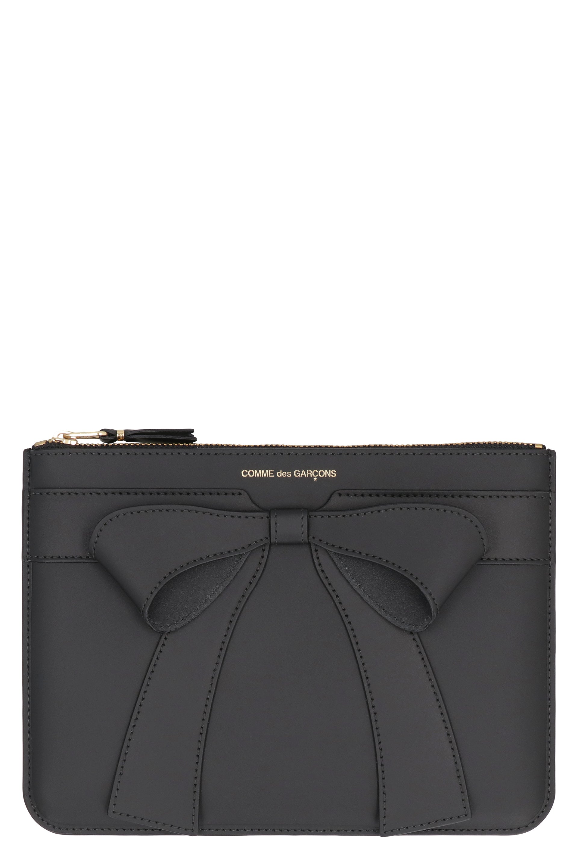 COMME DES GARÇONS WALLET Logo Detail Flat Leather Pouch Handbag 22.5cm x 16.5cm