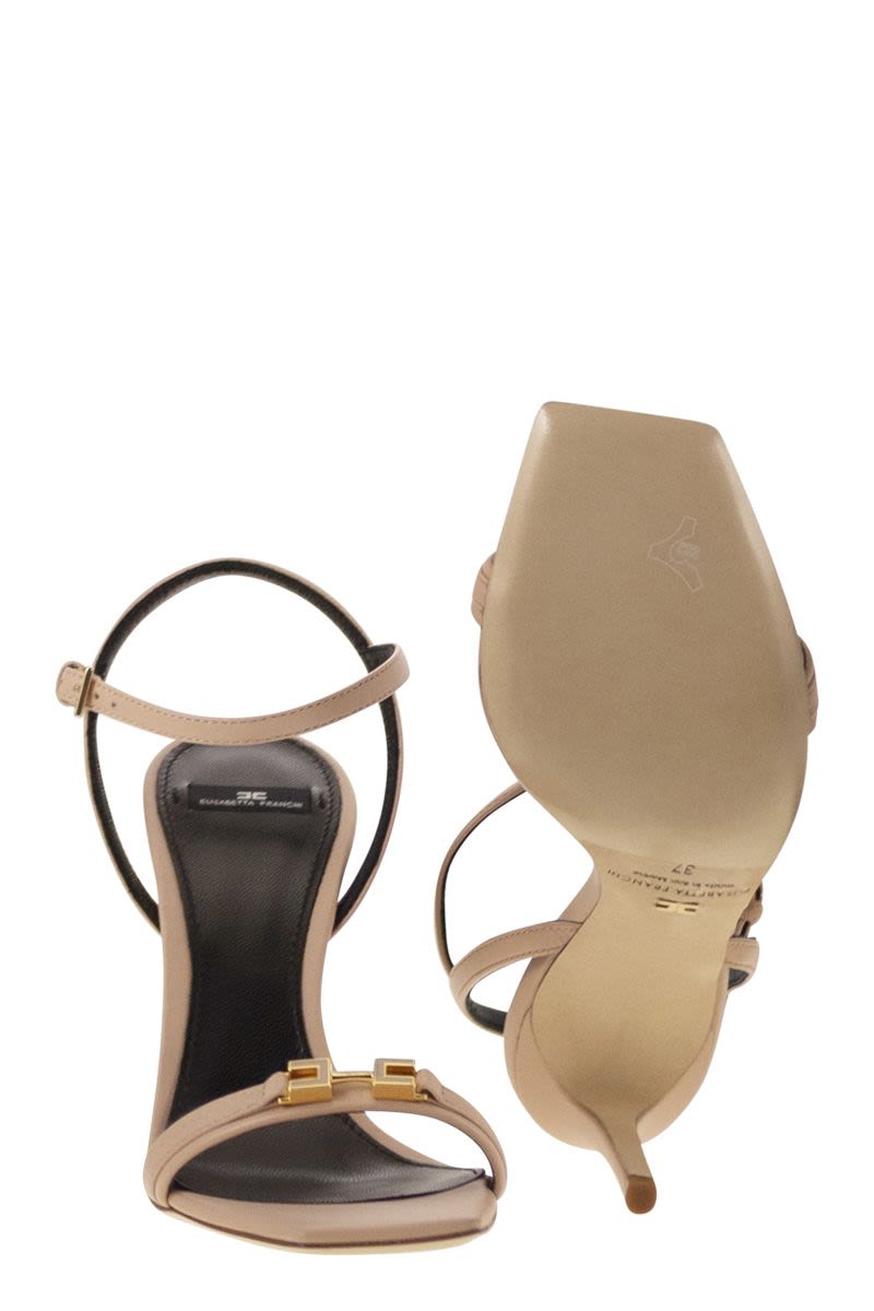ELISABETTA FRANCHI High Heel Nappa Leather Sandal with Enamelled Horsebit - 10 cm