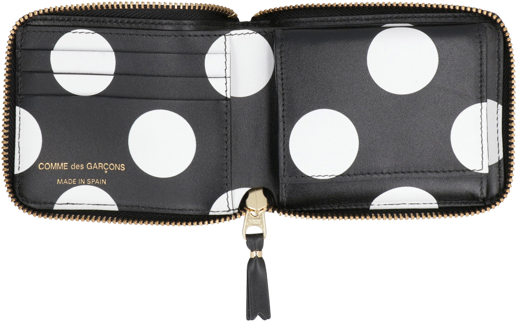 COMME DES GARÇONS WALLET Leather Mini Wallet with Zip Closure