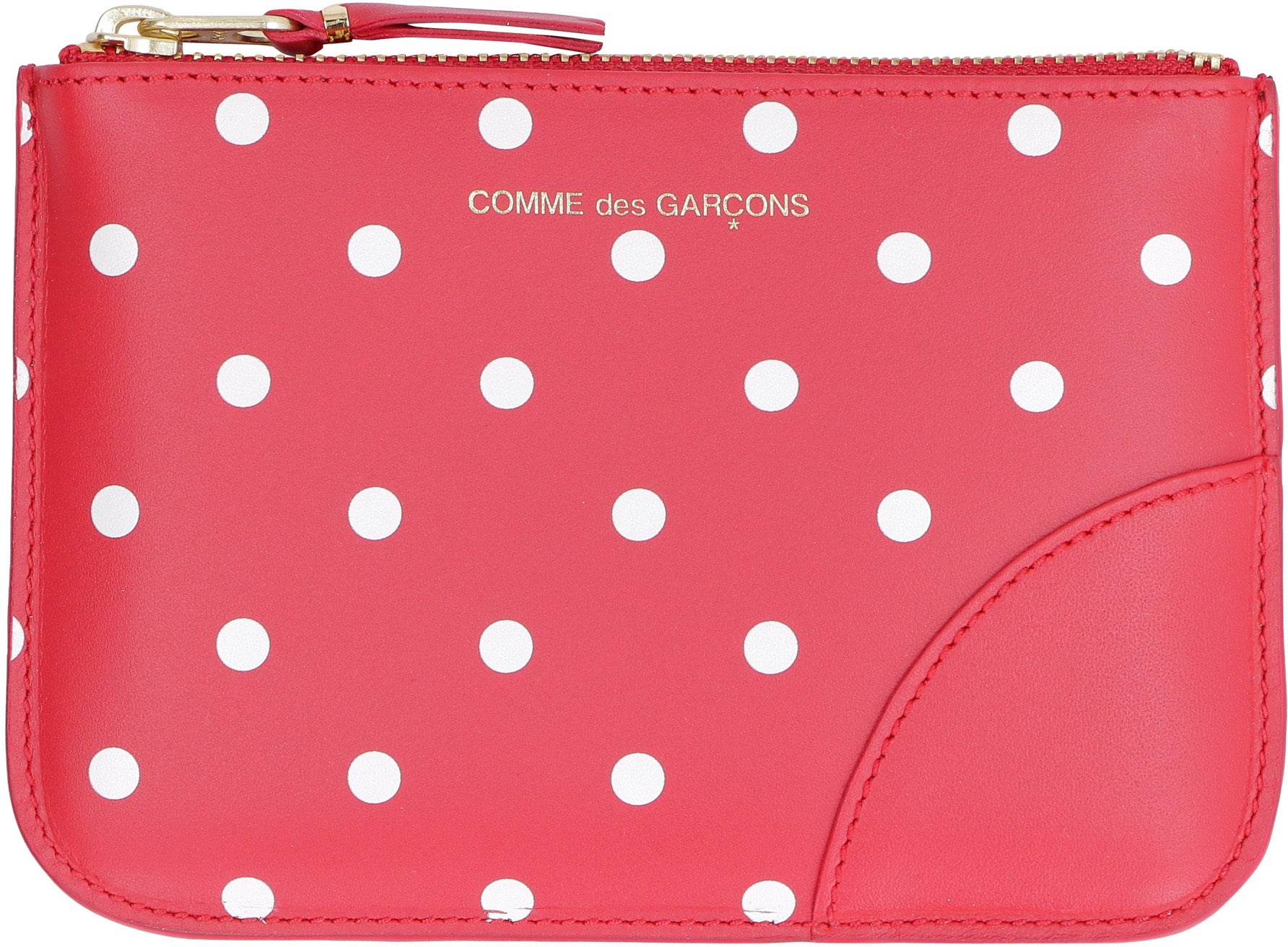 COMME DES GARÇONS WALLET Logo Detail Mini Flat Leather Pouch Handbag