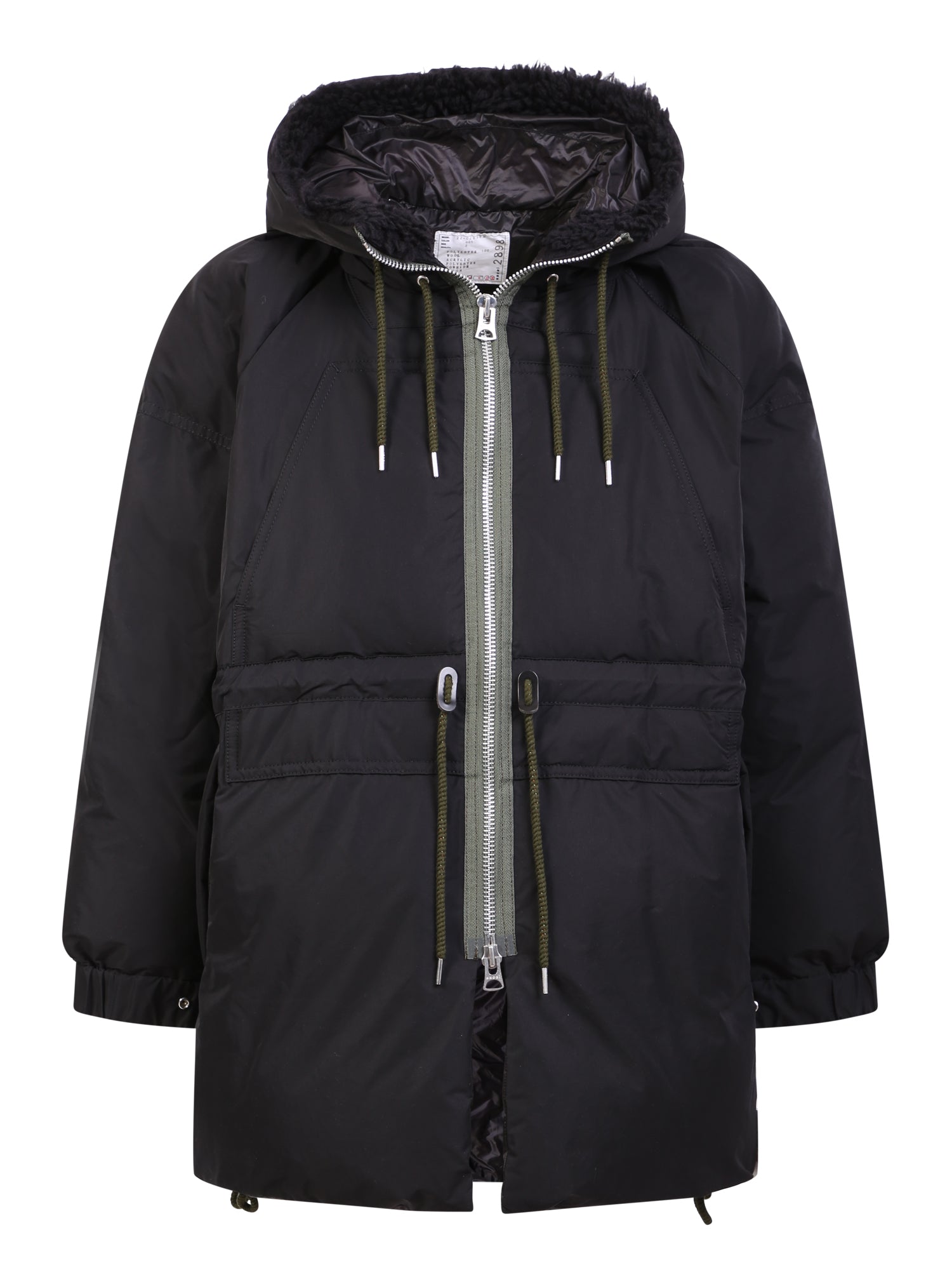 SACAI Men's Down Jacket with Drawstring Hood and Waist