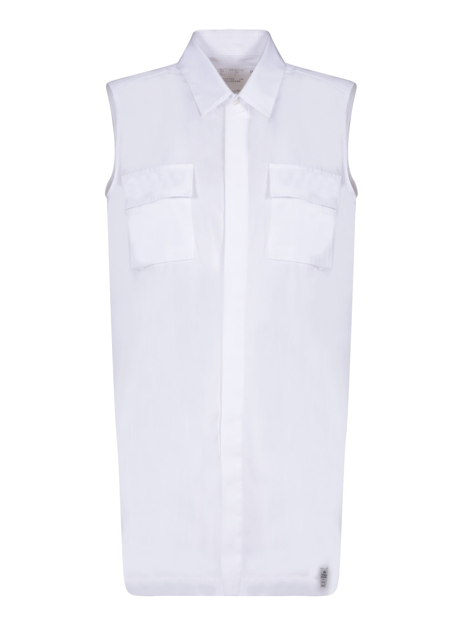 SACAI Chic Mini Dress with Shirt Collar and Flap Pockets