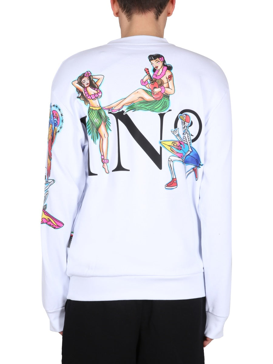 PHILIPP PLEIN Men's Crewneck Sweatshirt with Bold Front Logo - SS23 Collection
