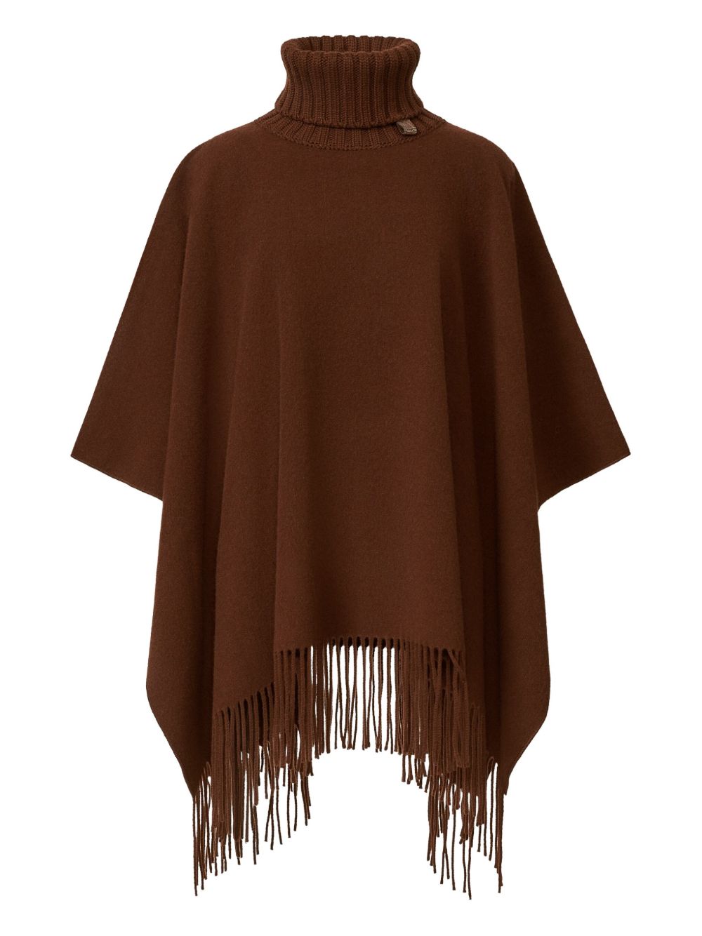 FABIANA FILIPPI Wool Poncho with Turtleneck and Fringed Hem for Women
