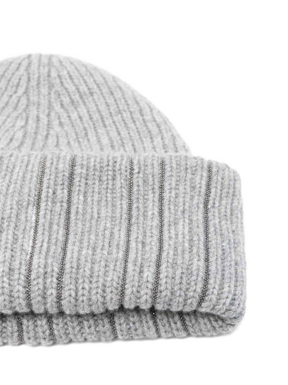 FABIANA FILIPPI Ribbed Wool Beanie with Metallic Detail - FW25