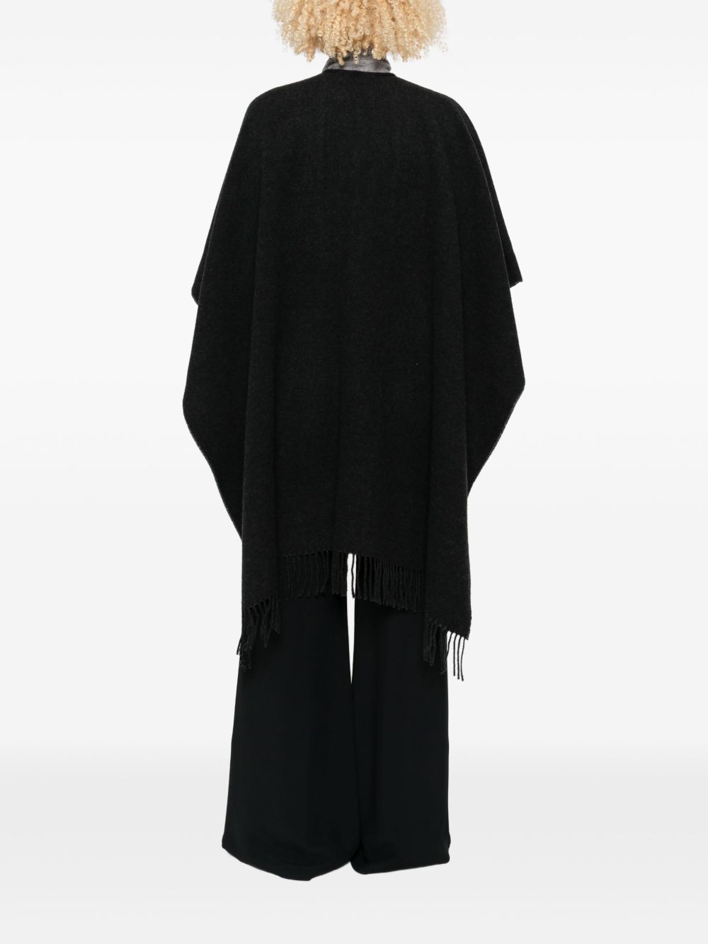 FABIANA FILIPPI Wool Poncho with Fringed Trim for Women