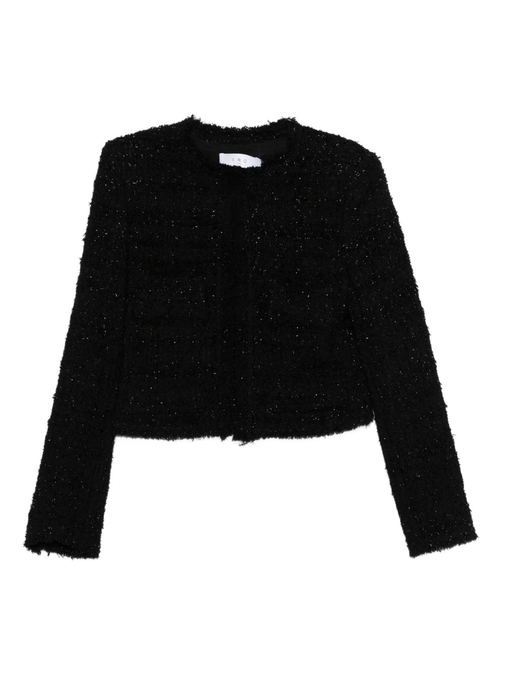 IRO Cropped Cotton Blend Jacket with Frayed Edges