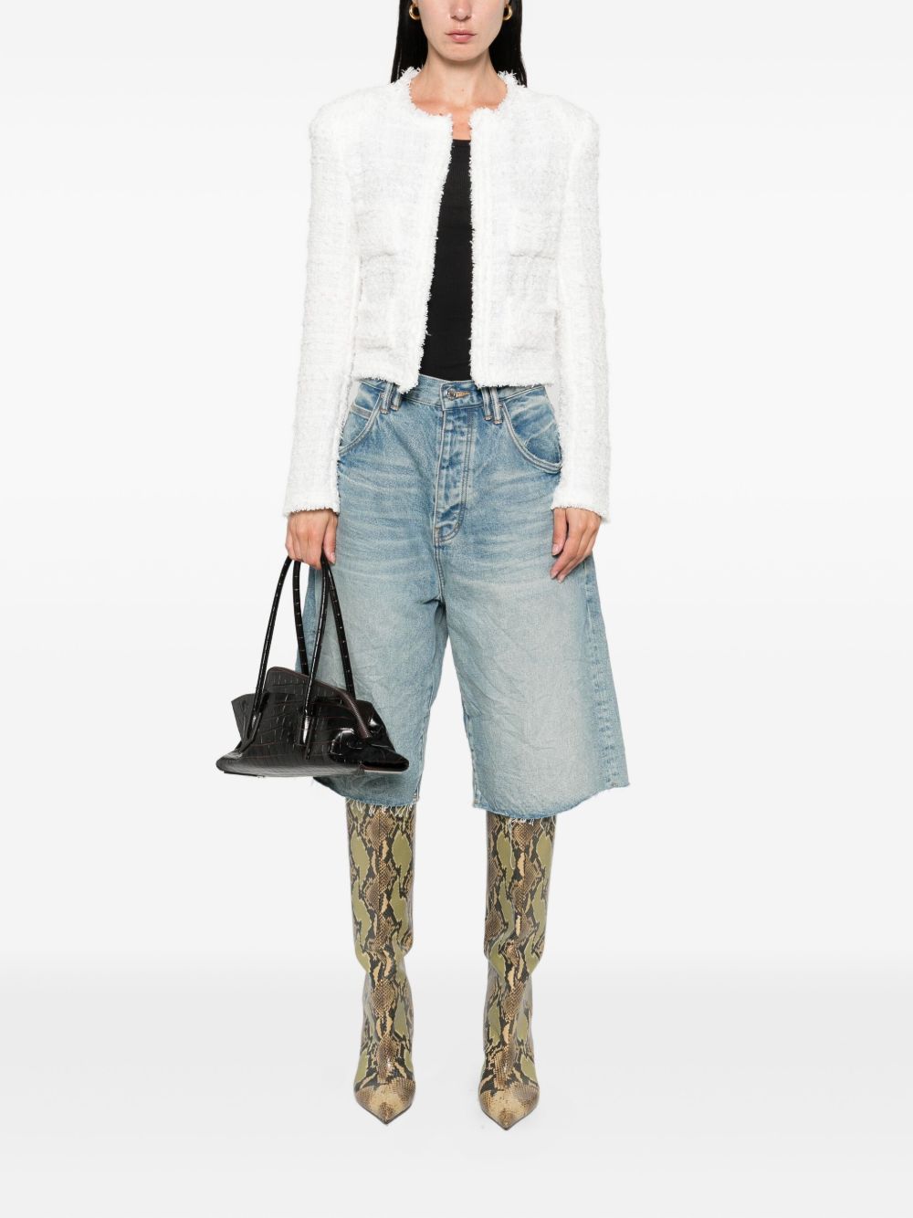 IRO Cotton Blend Jacket with Frayed Edges - Women’s Fall Outerwear