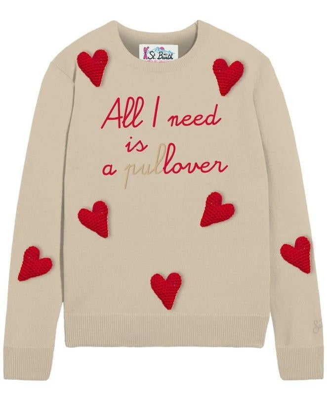 SAINT BARTH Regular Fit Pullover with Crochet Hearts for Women