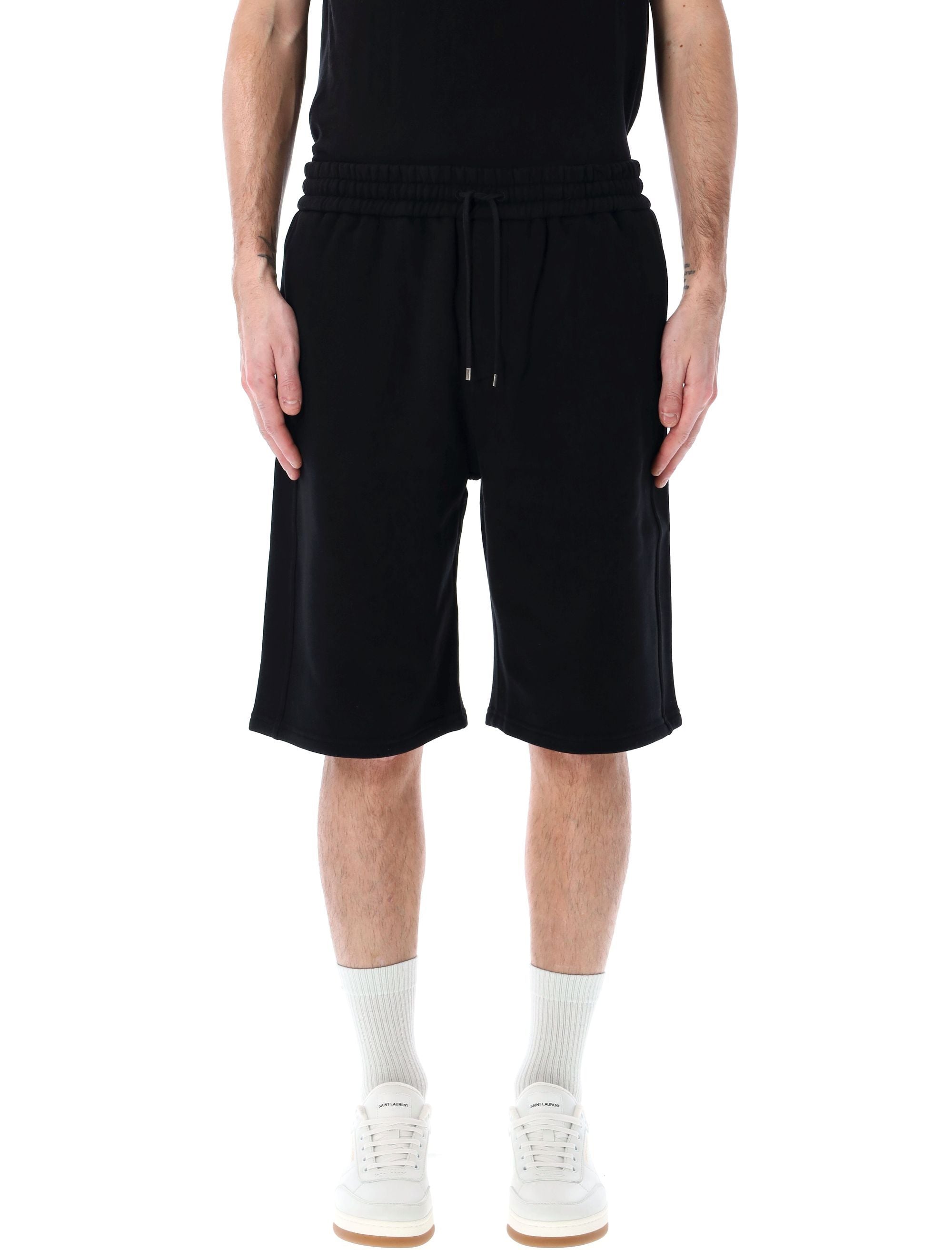 SAINT LAURENT PARIS Comfortable Fleece Shorts with Embroidered Detail