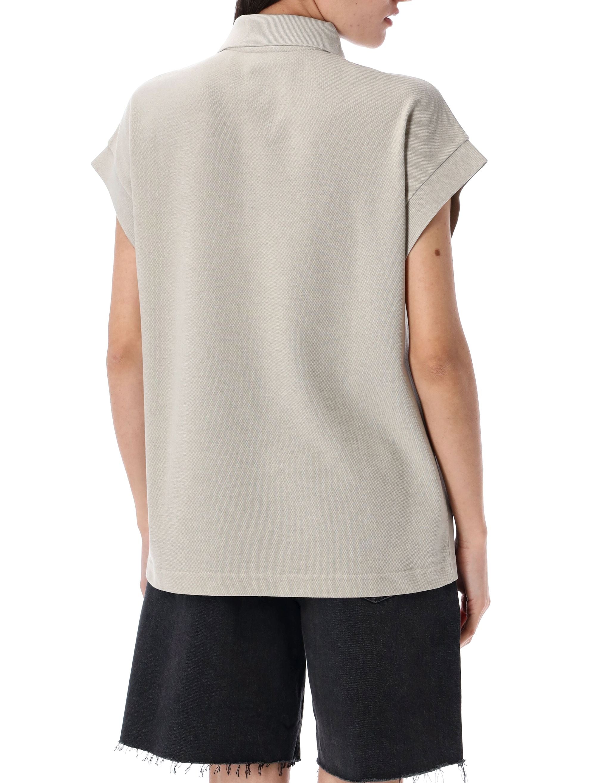 SAINT LAURENT PARIS Piqué Polo Shirt with Batwing Sleeves - Size S