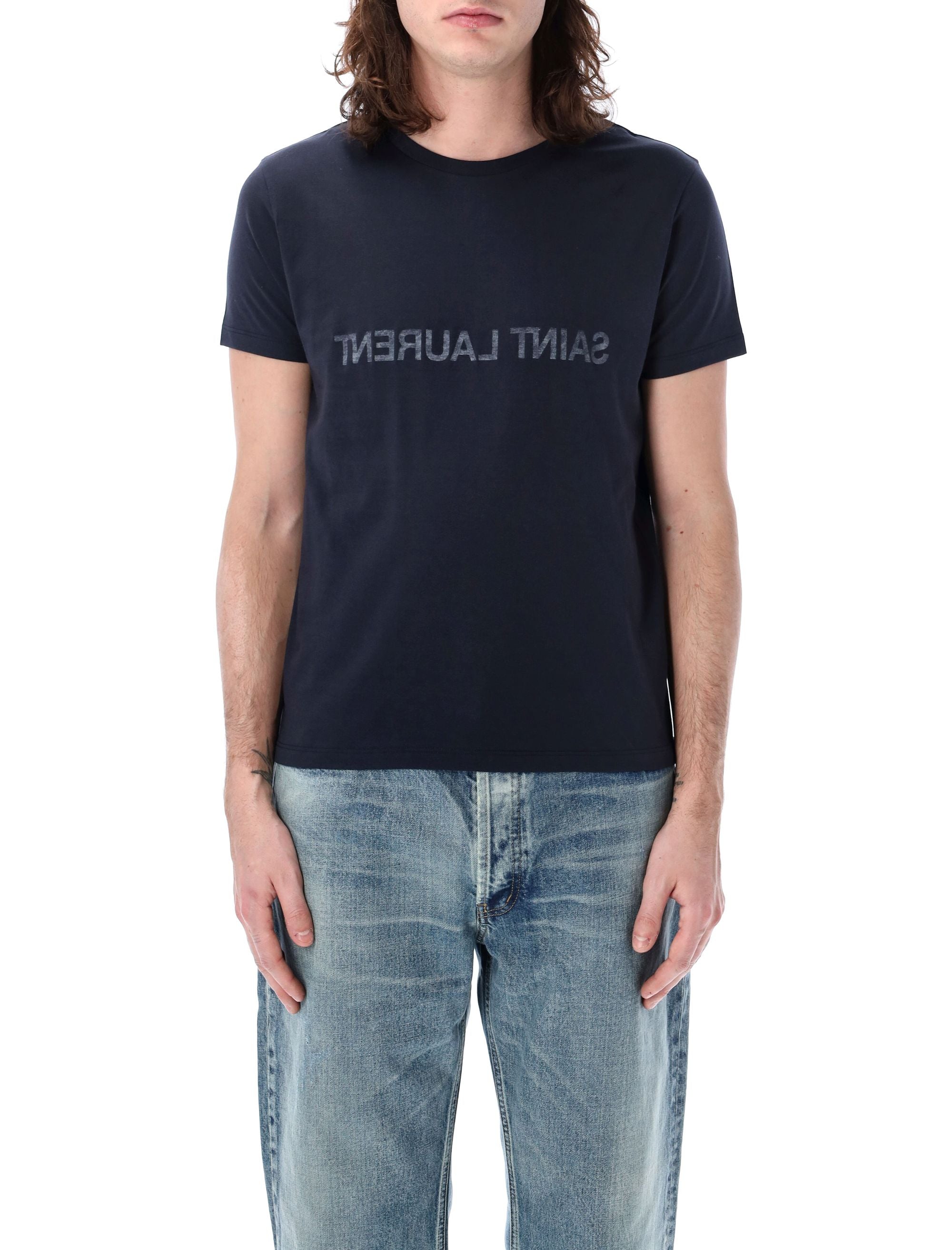 SAINT LAURENT PARIS Reverse Logo T-Shirt - Men's Size L