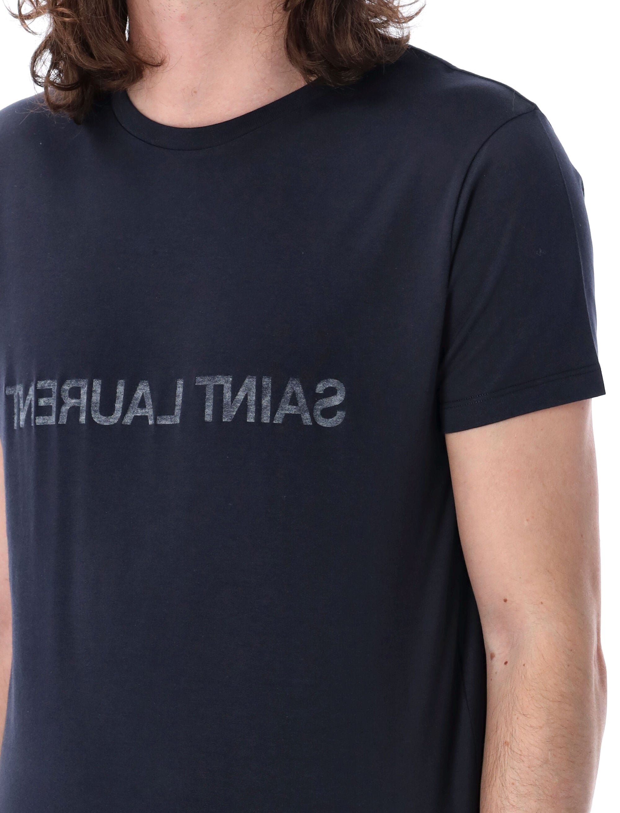 SAINT LAURENT PARIS Reverse Logo T-Shirt - Men's Size L