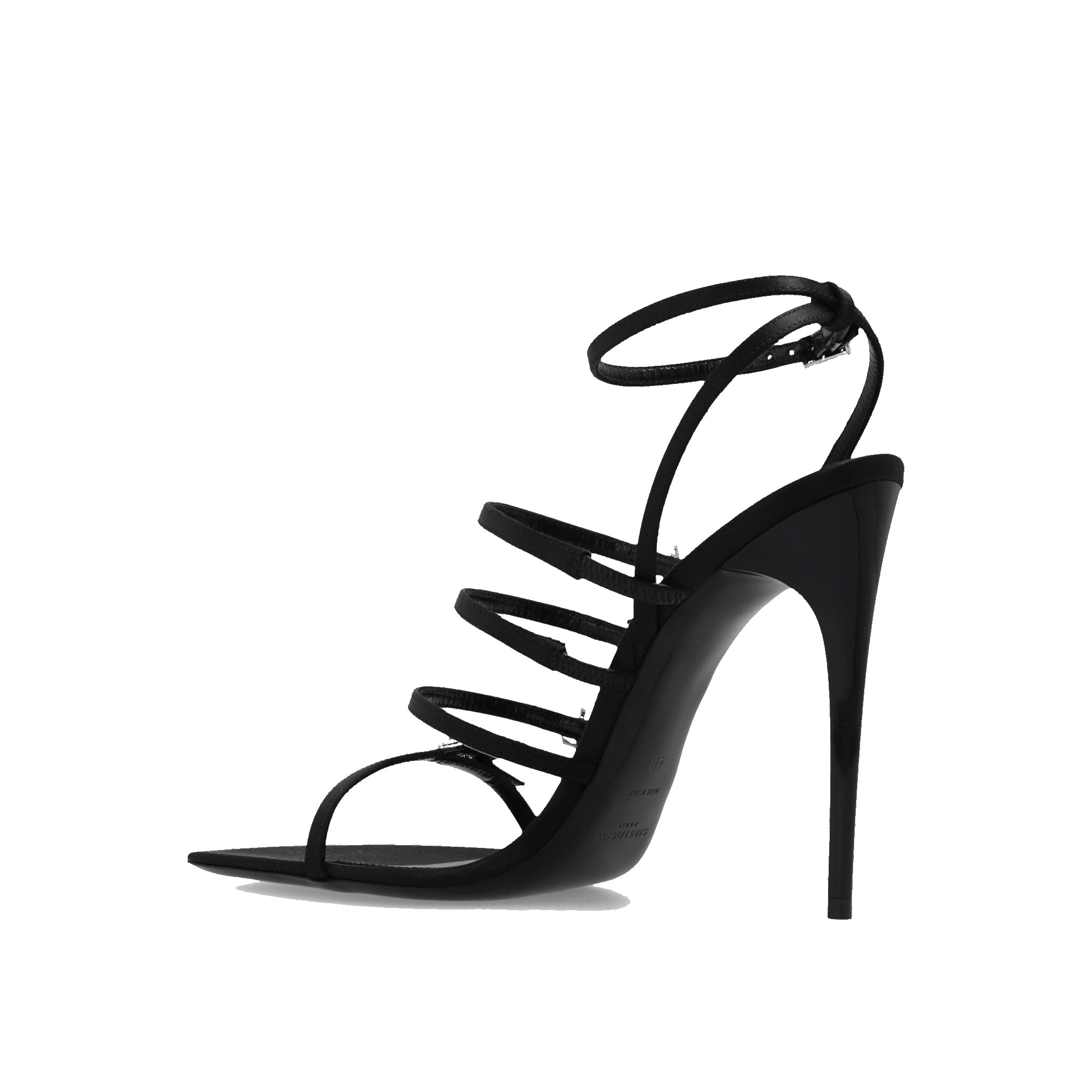 SAINT LAURENT Jerry Satin Sandals, 5.1 in Heel