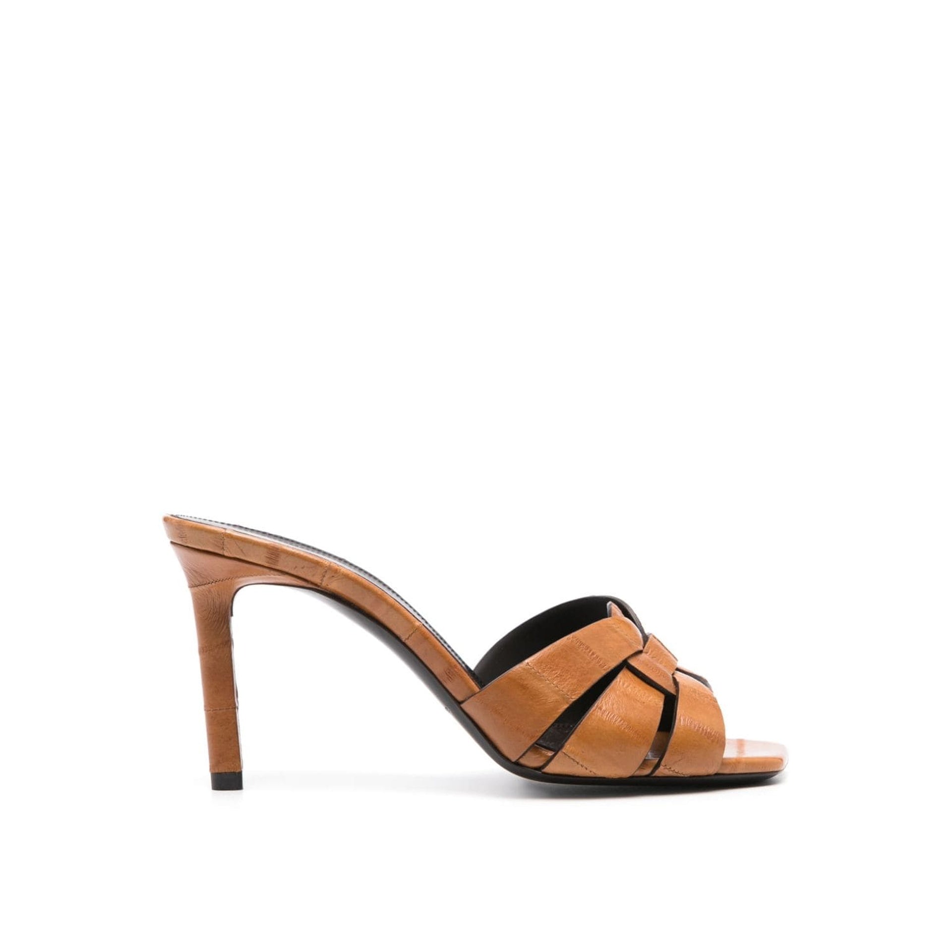 SAINT LAURENT Chic Square Toe Tribute Sandals - 9 cm Heel