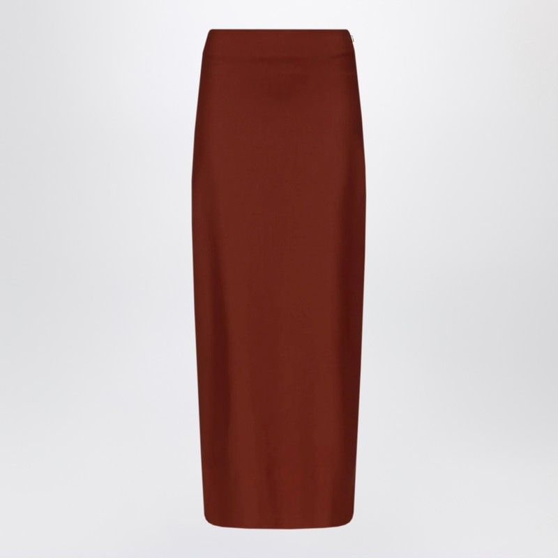LOULOU DE SAISON High Waist Wool Pencil Skirt with Side Zip and Rear Slit