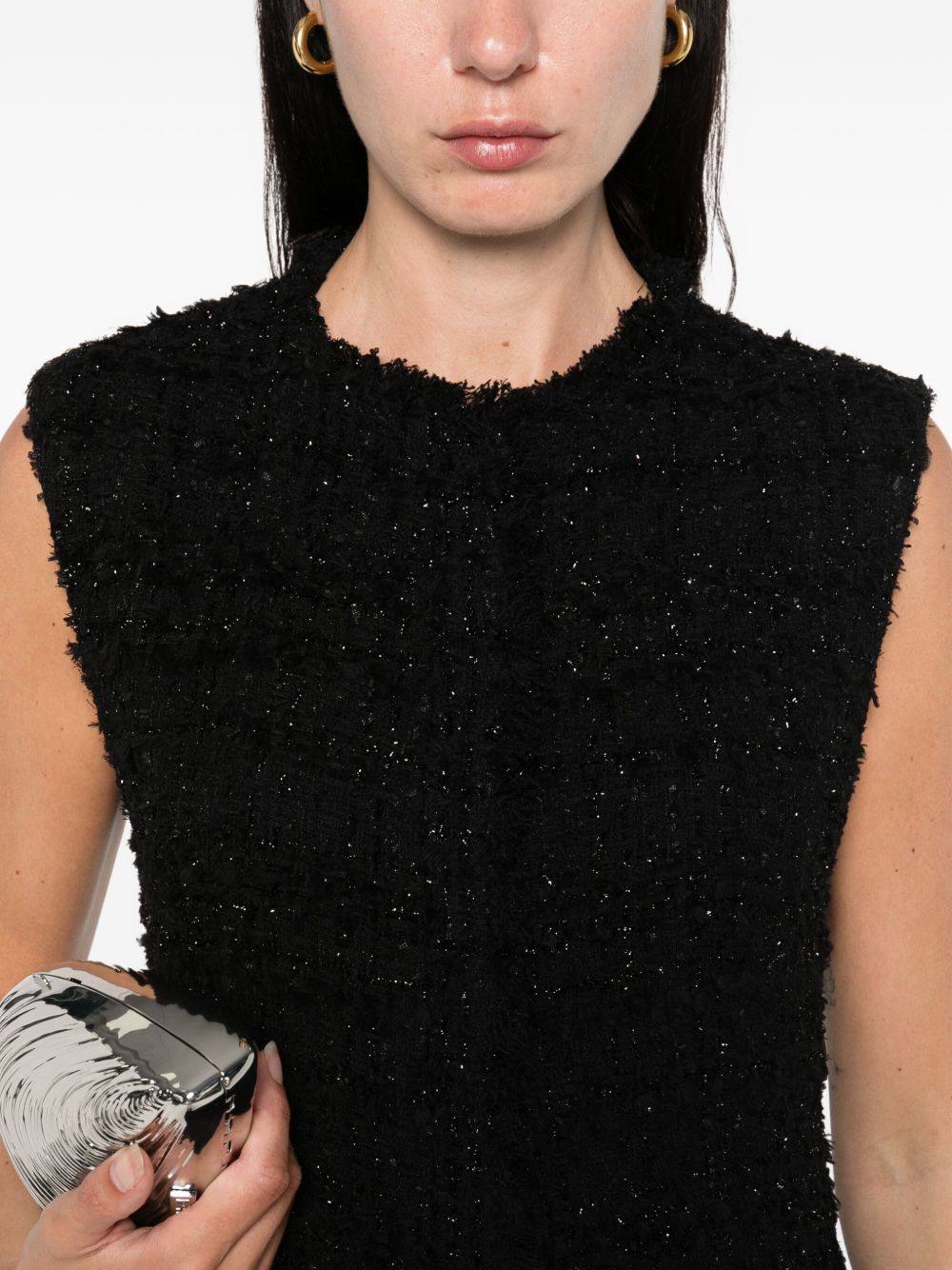 IRO Sleek Sleeveless Mini Dress with Frayed Hem