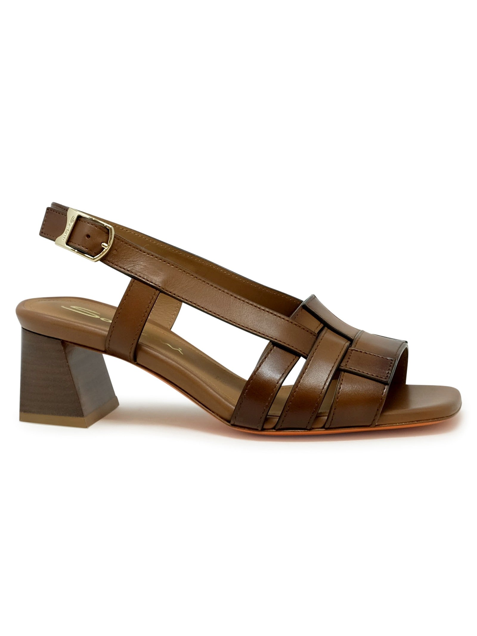 SANTONI Elegant Leather Slingback Sandal with 65 mm Heel