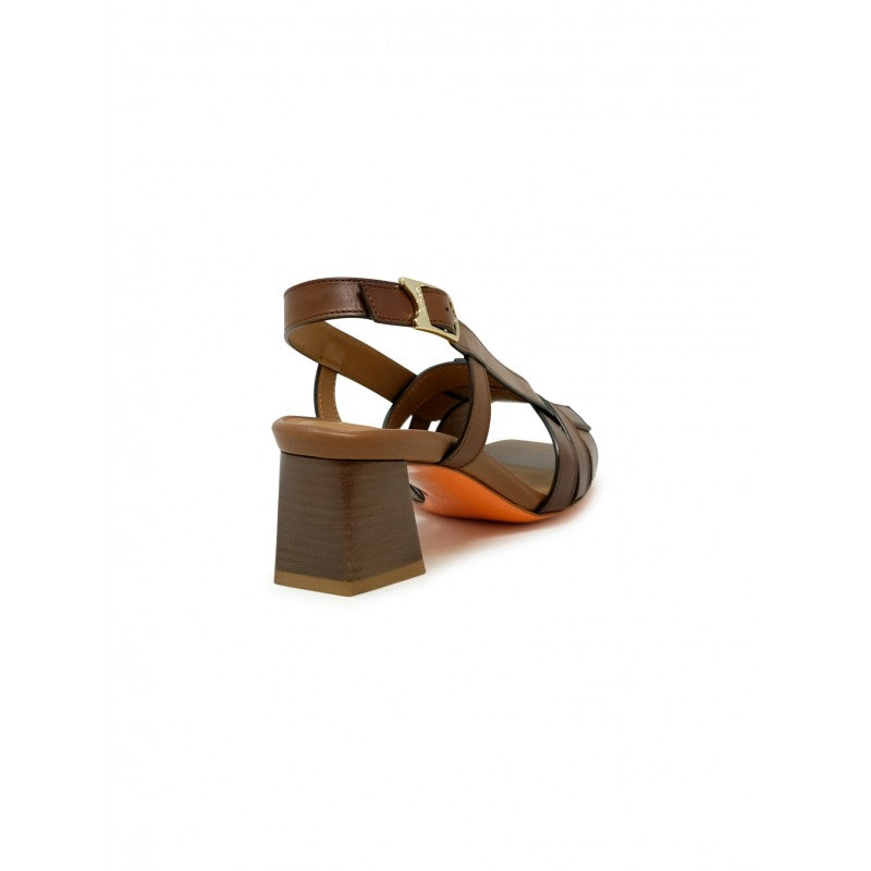 SANTONI Elegant Leather Slingback Sandal with 65 mm Heel