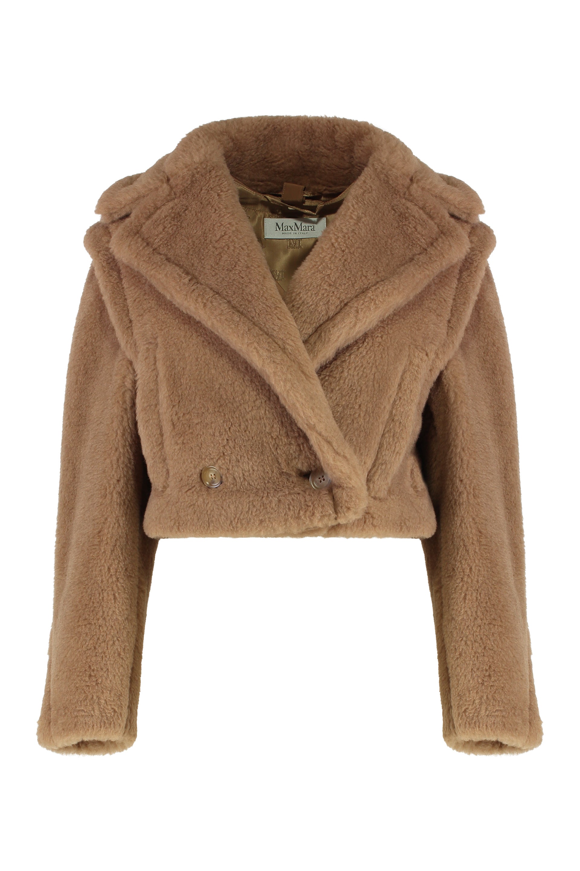 MAX MARA Teddy Fabric Crop Jacket with Removable Inner Layer