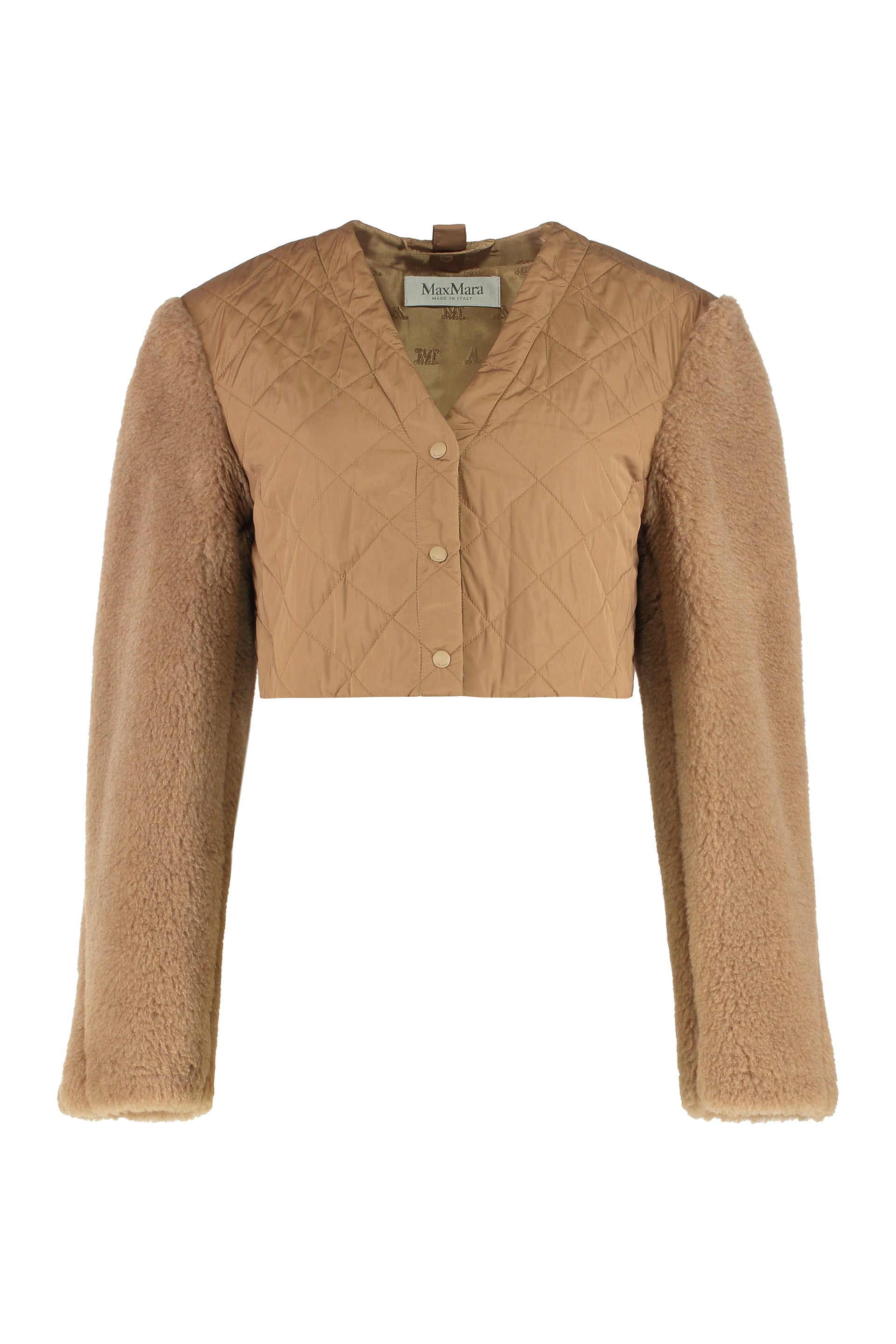 MAX MARA Teddy Fabric Crop Jacket with Removable Inner Layer