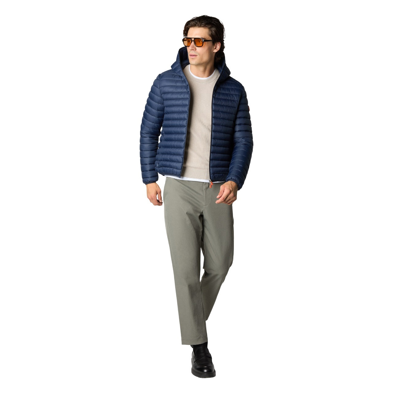 SAVE THE DUCK Men's Lightweight Jacket with Two-Way Hood - Regular Fit
