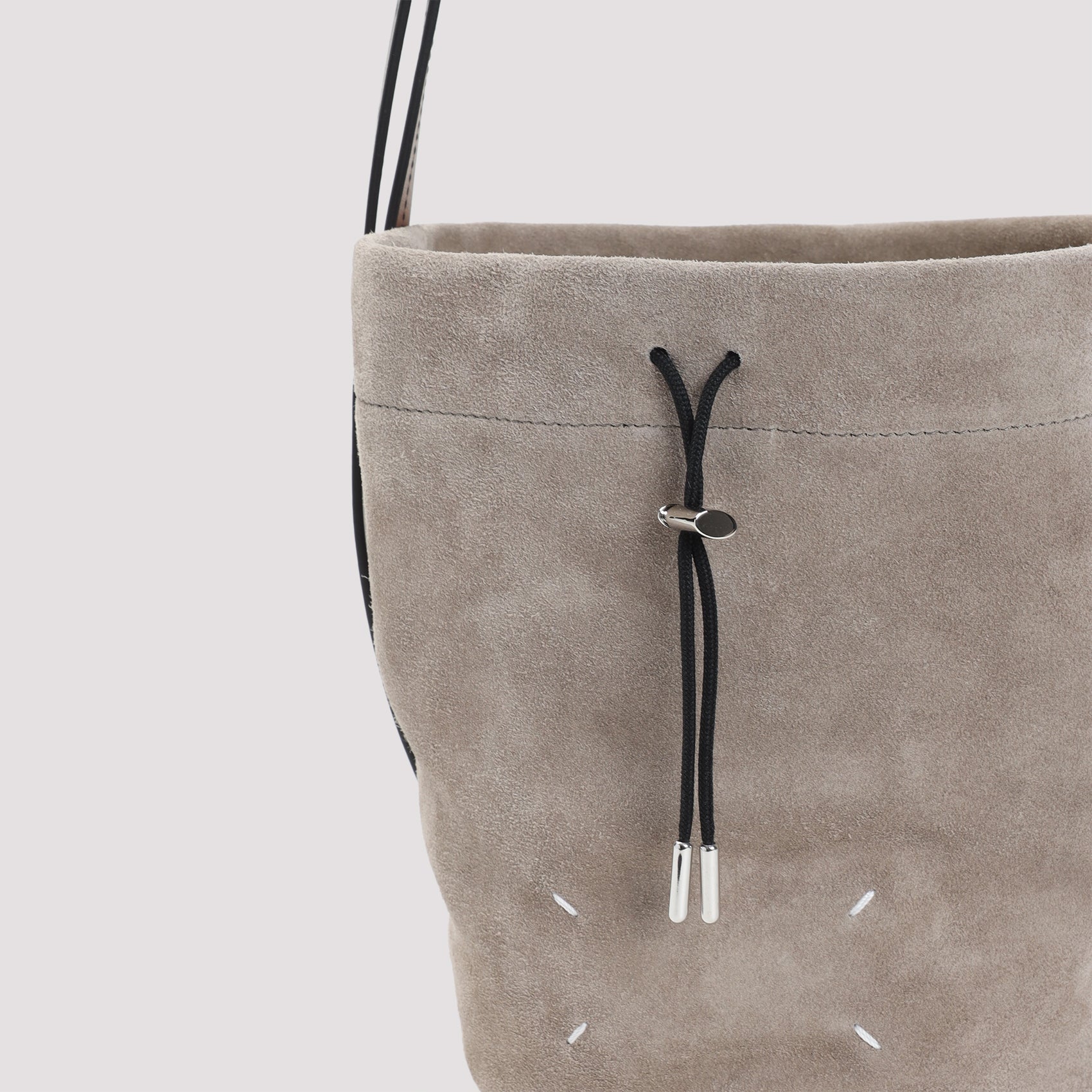 MAISON MARGIELA Drawstring Suede Leather Crossbody Handbag