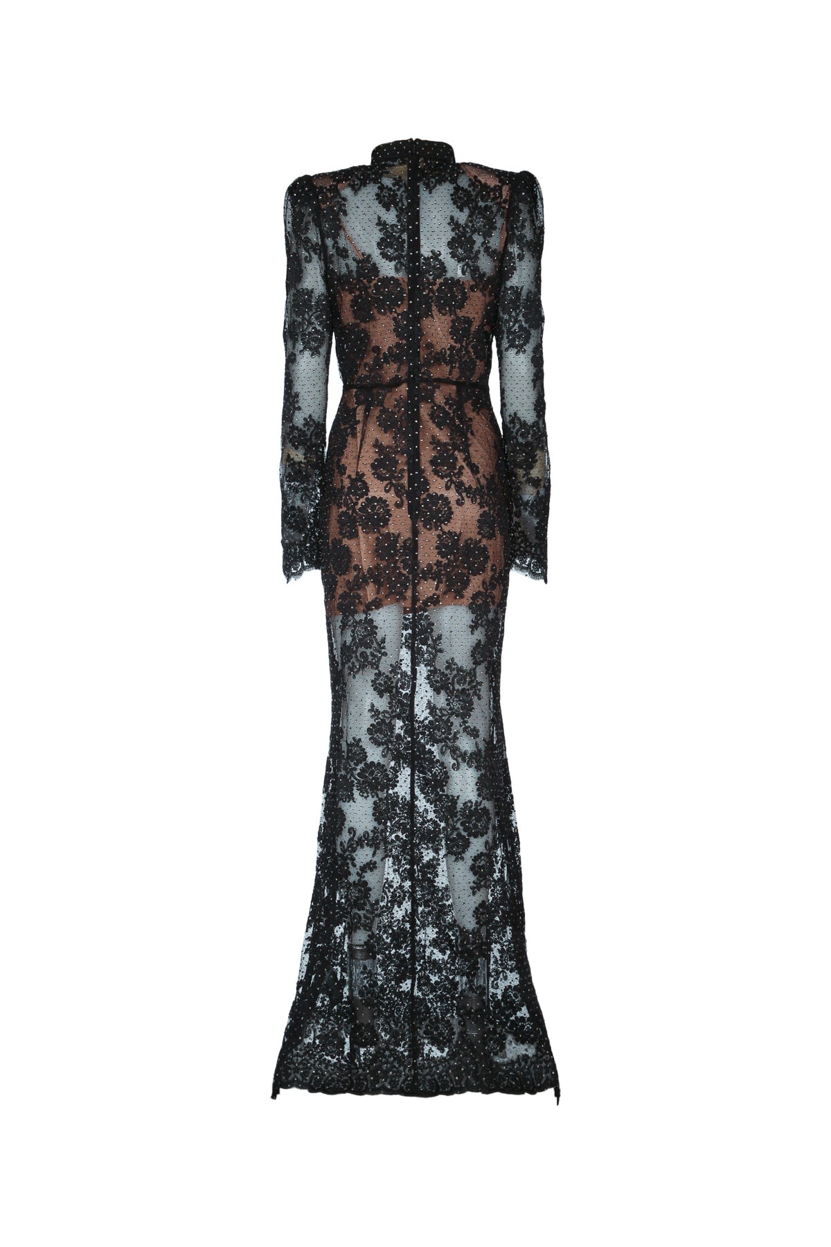 SELF-PORTRAIT Rhinestone Lace Maxi Dress