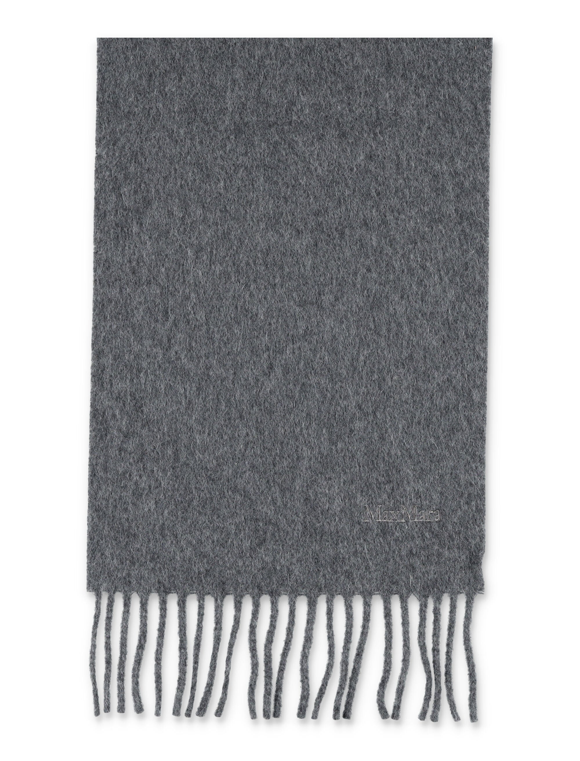 MAX MARA Wool Scarf with Embroidered Logo - 208 cm x 25 cm