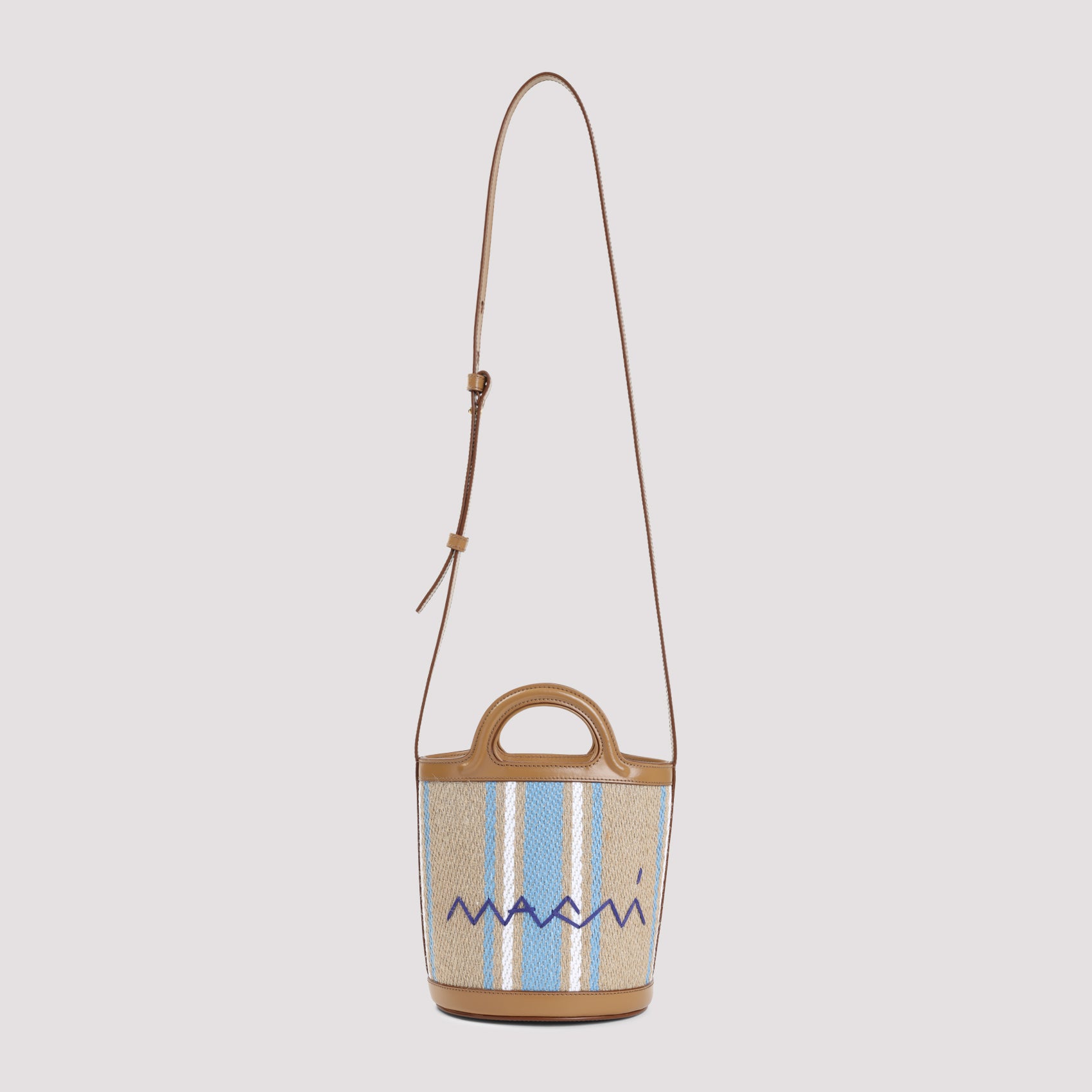 MARNI Striped Raffia Basket Handbag