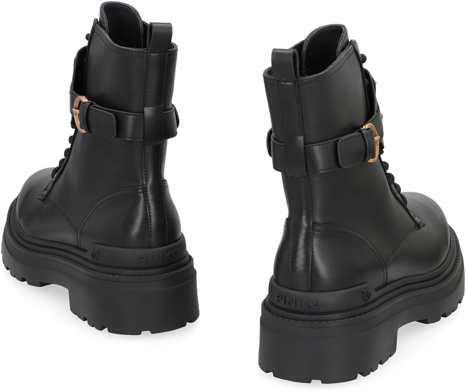 PINKO Mia Leather Combat Boots